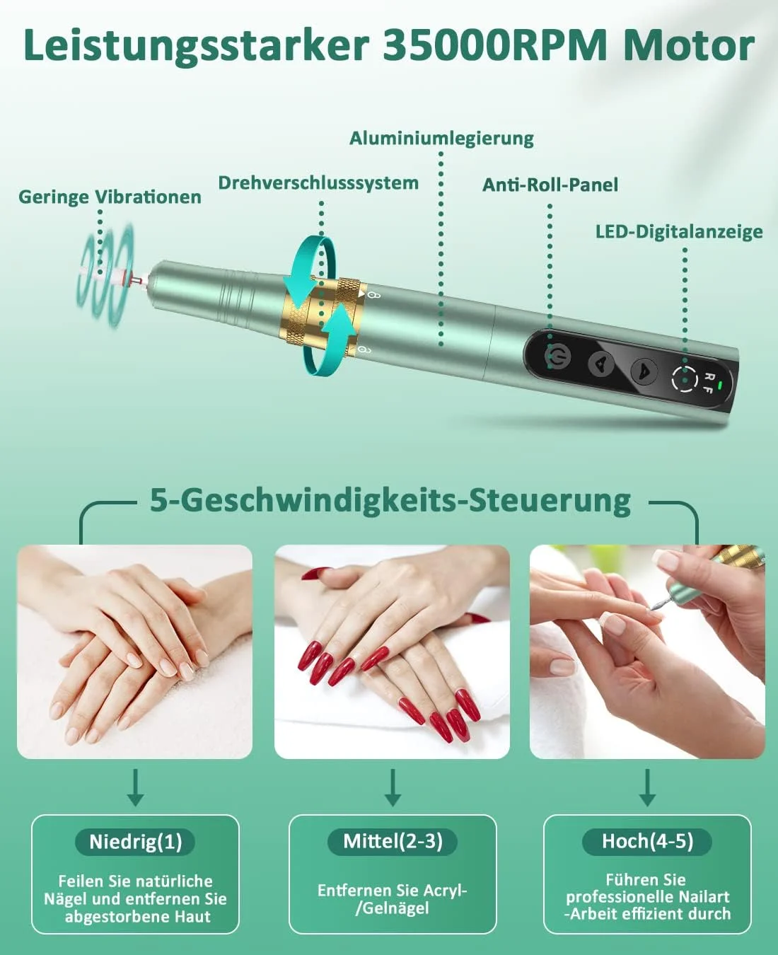 دستگاه سوهان برقی ناخن بی سیم YBLNTEK، حرفه ای 35000 دور در دقیقه، ست مانیکور، دستگاه پدیکور برای پوست های مرده، اکریلیک، ژل، پینه، نمایشگر LED (روشن) دستگاه سوهان برقی ناخن بی سیم YBLNTEK، حرفه ای 35000 دور در دقیقه، ست مانیکور، دستگاه پدیکور برای پوست های مرده، اکریلیک، ژل، پینه، نمایشگر LED (روشن)