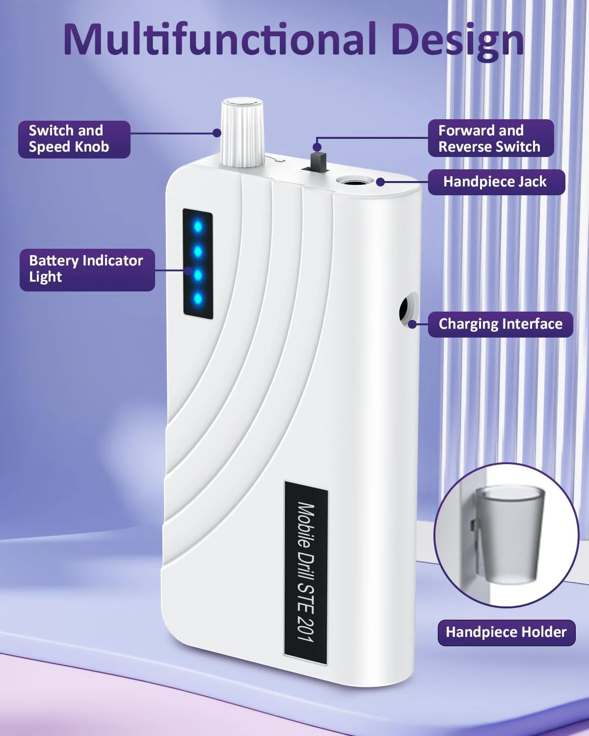 دستگاه سوهان برقی ناخن YBLNTEK، 35000 دور در دقیقه، ست مانیکور و پدیکور قابل شارژ با 5 سرعت دستگاه سوهان برقی ناخن YBLNTEK، 35000 دور در دقیقه، ست مانیکور و پدیکور قابل شارژ با 5 سرعت