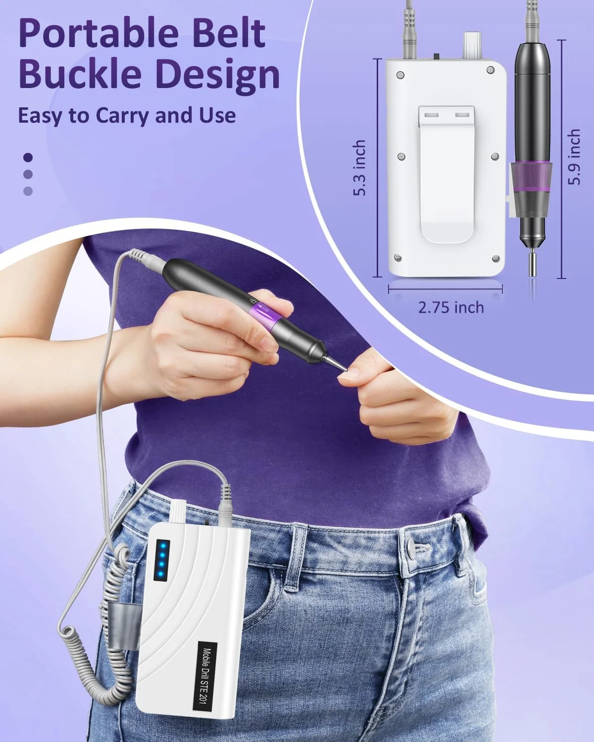 دستگاه سوهان برقی ناخن YBLNTEK، 35000 دور در دقیقه، ست مانیکور و پدیکور قابل شارژ با 5 سرعت دستگاه سوهان برقی ناخن YBLNTEK، 35000 دور در دقیقه، ست مانیکور و پدیکور قابل شارژ با 5 سرعت