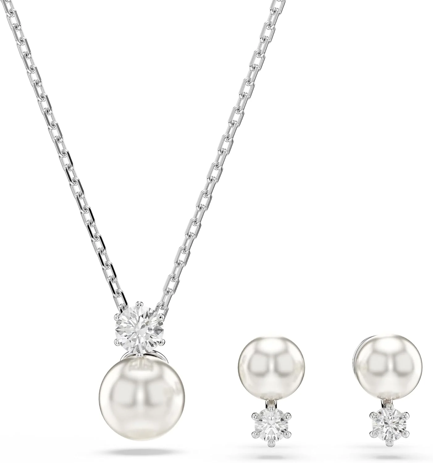 ست سواروسکی ماتریکس، کریستالهای گرد سفید و مرواریدهای کریستالی در روکش رودیوم ست سواروسکی ماتریکس، کریستالهای گرد سفید و مرواریدهای کریستالی در روکش رودیوم