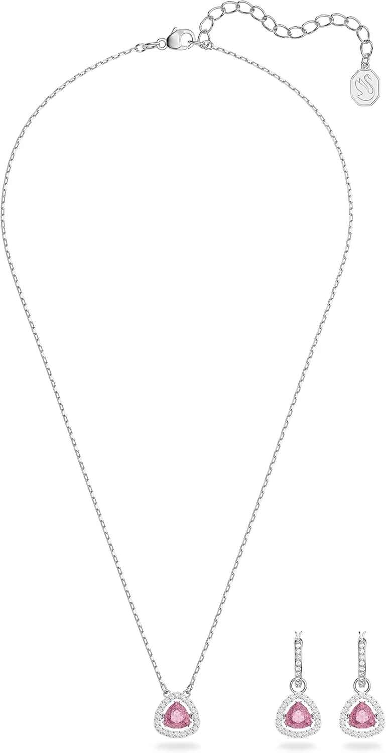 ست جواهرات کریستال میلنیا سواروسکی، کریستال های صورتی و رزگلد ست جواهرات کریستال میلنیا سواروسکی، کریستال های صورتی و رزگلد