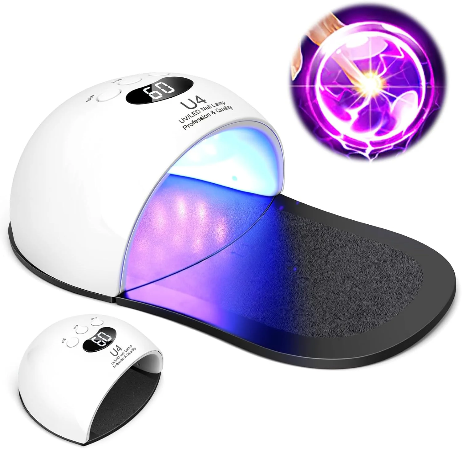 دستگاه تمیز کننده ناخن، لامپ ناخن UV LED، خشک کن ناخن ژلی با نور UV با 3 تایمر، 30 عدد مهره لامپ، صفحه نمایش LCD و سنسور هوشمند، نور UV/LED قابل حمل برای خانه و سالن