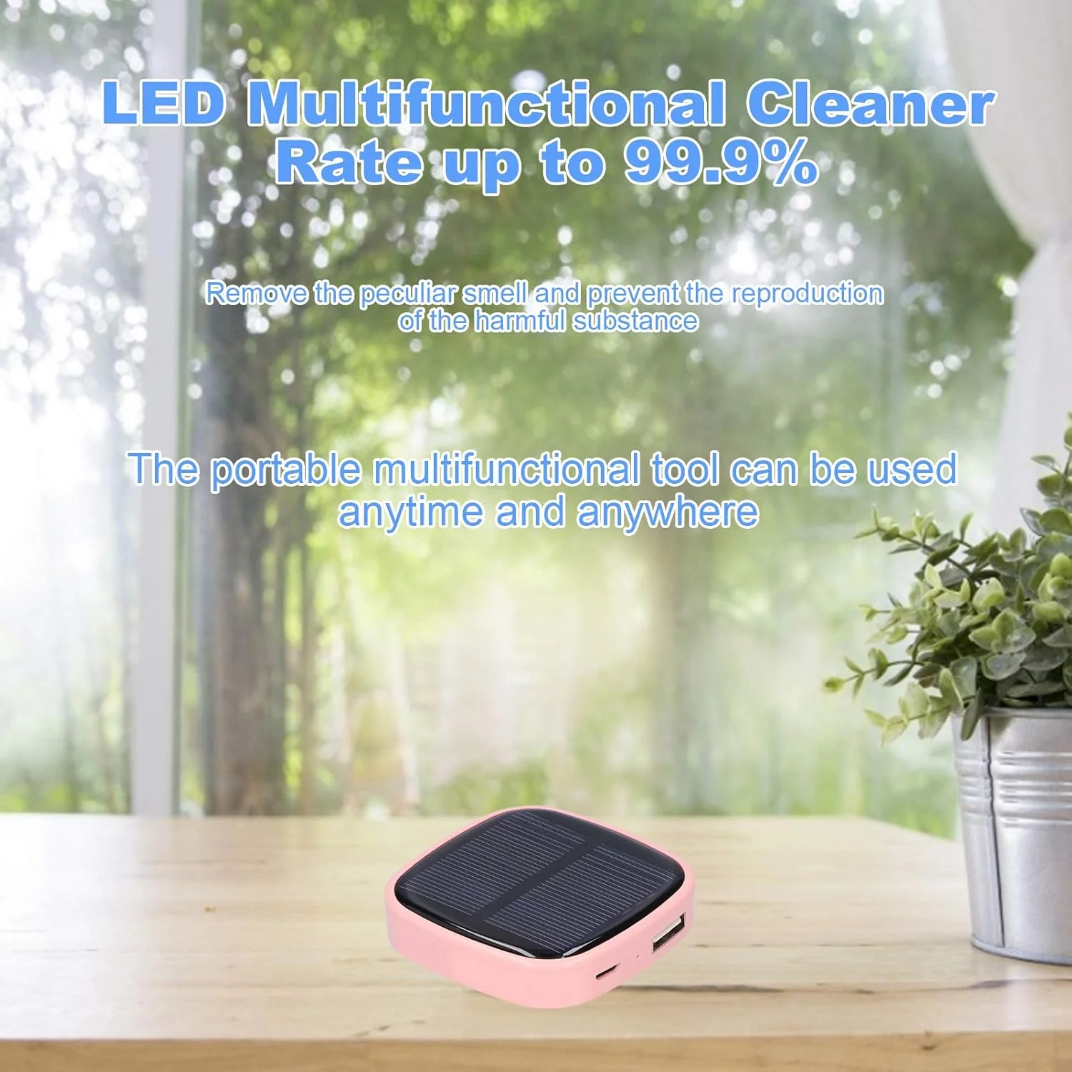 دستگاه تمیز کننده LED UV خورشیدی، دستگاه چند منظوره تمیز کننده LED UV، دستگاه قابل حمل ضدعفونی کننده فرابنفش در فضای باز، صورتی