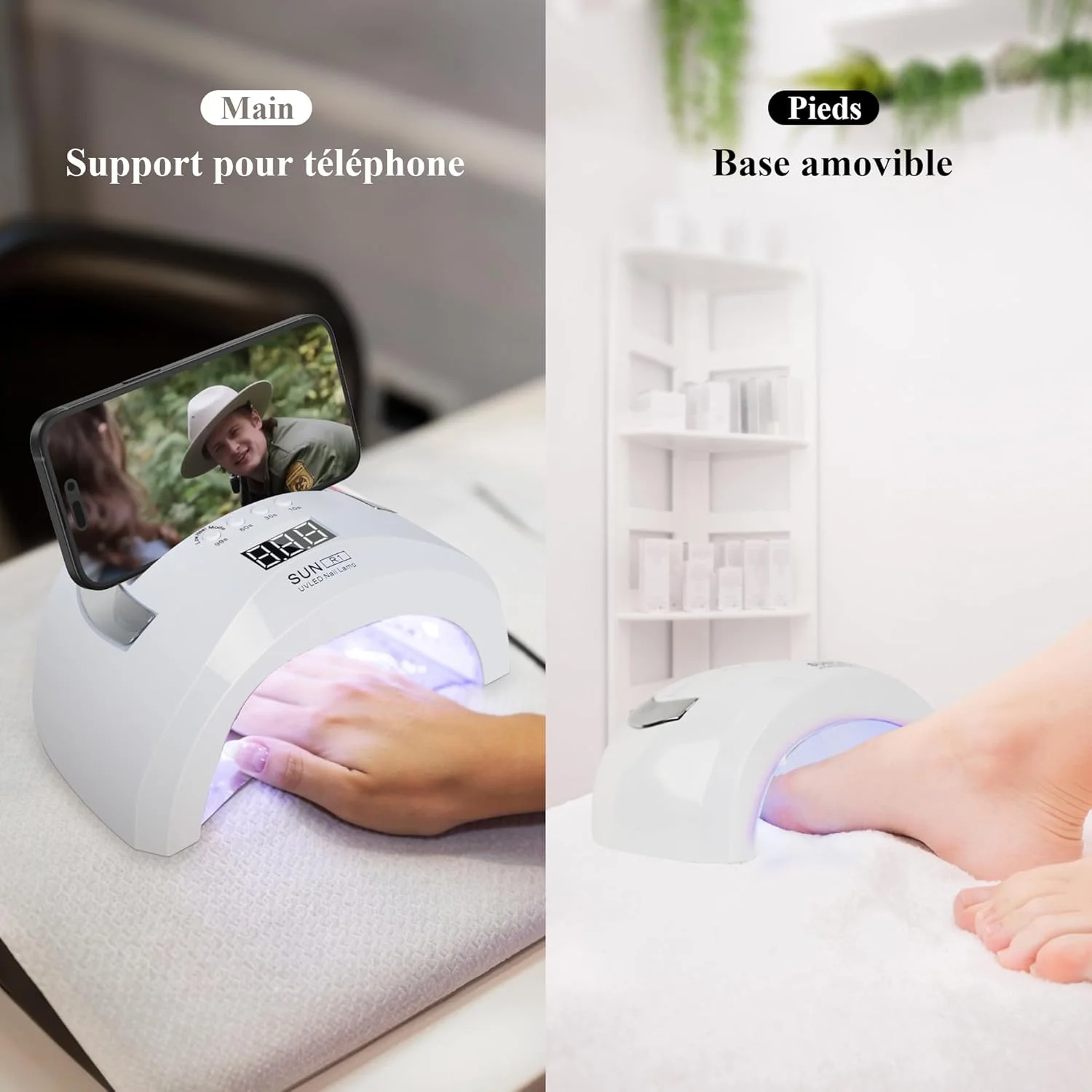 دستگاه خشک کن لاک ژل چیرهوم 60 وات، دارای 30 لامپ LED، 4 تایمر، دسته سفید قابل حمل، نمایشگر LCD، دستگاه خشک کن لاک ناخن دستگاه خشک کن لاک ژل چیرهوم 60 وات، دارای 30 لامپ LED، 4 تایمر، دسته سفید قابل حمل، نمایشگر LCD، دستگاه خشک کن لاک ناخن