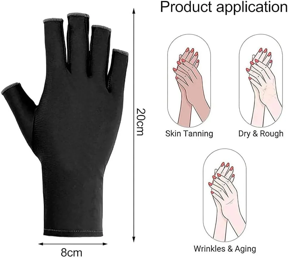 دستکش ضد اشعه ماوراء بنفش برای دستگاه لاک ژل، دستکش محافظ حرفه ای در برابر اشعه ماوراء بنفش برای مانیکور، دستکش بدون انگشت برای محافظت از دست ها در برابر نور ماوراء بنفش ناخن (بژ) دستکش ضد اشعه ماوراء بنفش برای دستگاه لاک ژل، دستکش محافظ حرفه ای در برابر اشعه ماوراء بنفش برای مانیکور، دستکش بدون انگشت برای محافظت از دست ها در برابر نور ماوراء بنفش ناخن (بژ)