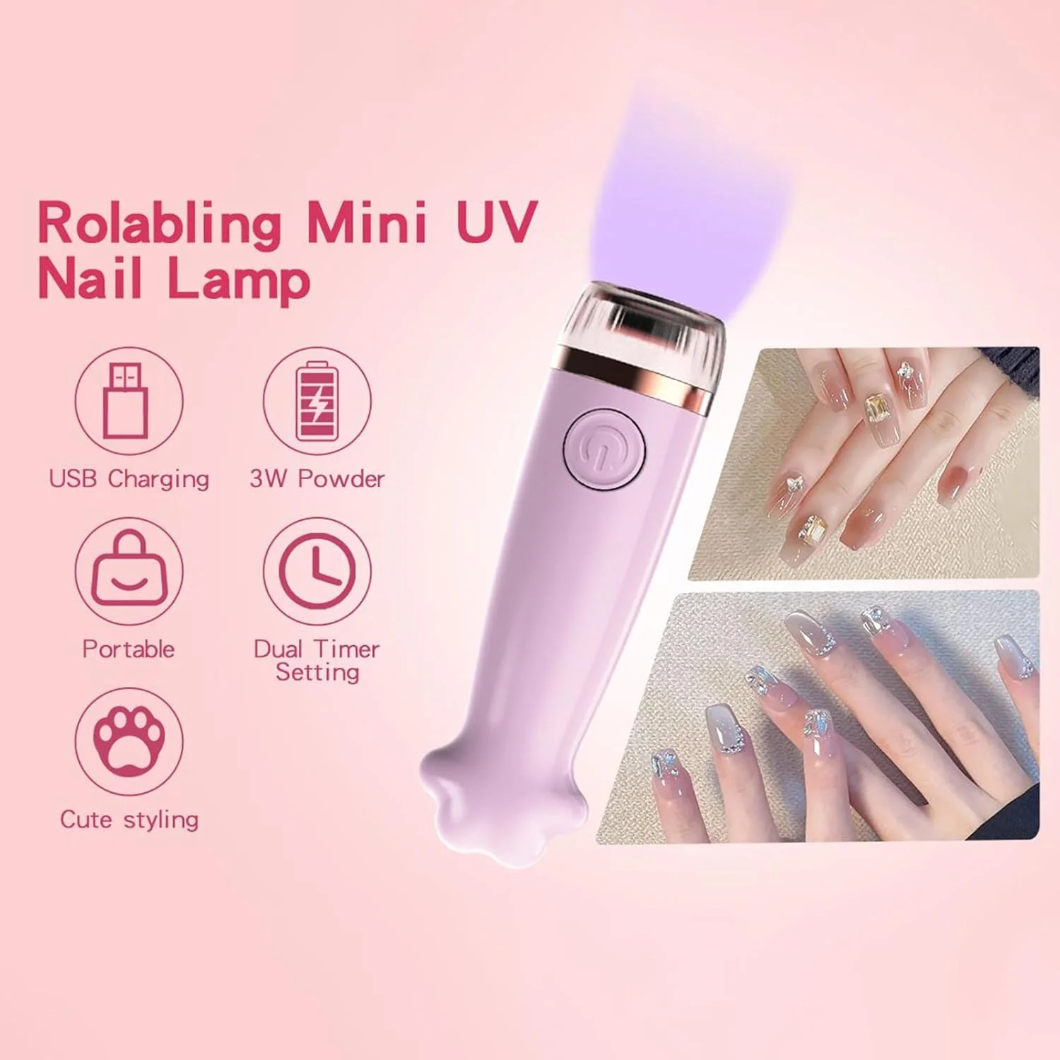 چراغ LED برای ناخن های ژلی - دستگاه خشک کننده UV با 2 تنظیمات تایمر، چراغ قابل حمل ناخن اکریلیک، مناسب برای منزل، سالن زیبایی، مسافرت، دفتر، دانشگاه و خوابگاه چراغ LED برای ناخن های ژلی - دستگاه خشک کننده UV با 2 تنظیمات تایمر، چراغ قابل حمل ناخن اکریلیک، مناسب برای منزل، سالن زیبایی، مسافرت، دفتر، دانشگاه و خوابگاه