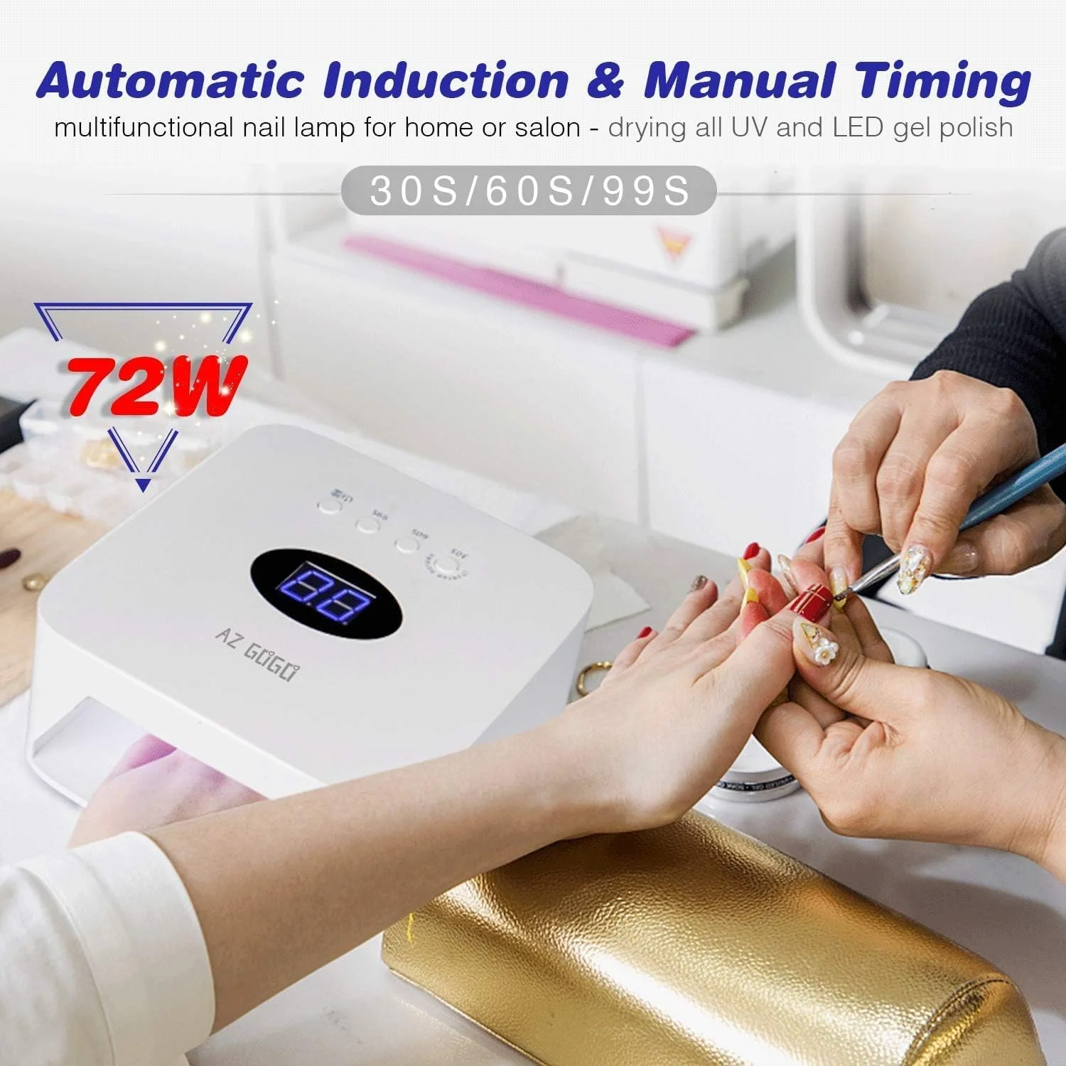 دستگاه خشک کن لاک ناخن LED بی سیم، لامپ UV قابل شارژ برای لاک ژل، سفید، نمایشگر دیجیتال، دستگاه سالنی قابل حمل برای استفاده در منزل دستگاه خشک کن لاک ناخن LED بی سیم، لامپ UV قابل شارژ برای لاک ژل، سفید، نمایشگر دیجیتال، دستگاه سالنی قابل حمل برای استفاده در منزل