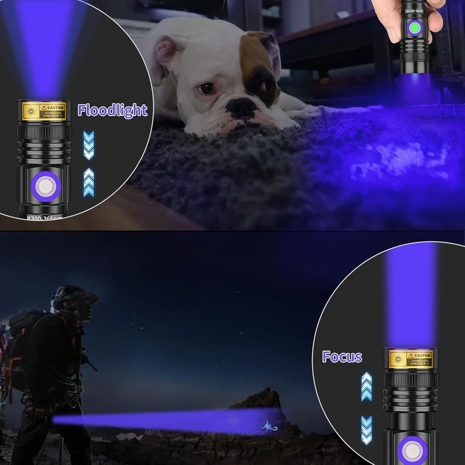 چراغ قوه فرابنفش UV قابل شارژ USB 365 نانومتری مینی، چراغ قوه دستی قابل حمل LED قدرتمند فرابنفش، فوکوس قابل تنظیم برای خشک کردن رزین، تشخیص ادرار حیوانات خانگی چراغ قوه فرابنفش UV قابل شارژ USB 365 نانومتری مینی، چراغ قوه دستی قابل حمل LED قدرتمند فرابنفش، فوکوس قابل تنظیم برای خشک کردن رزین، تشخیص ادرار حیوانات خانگی