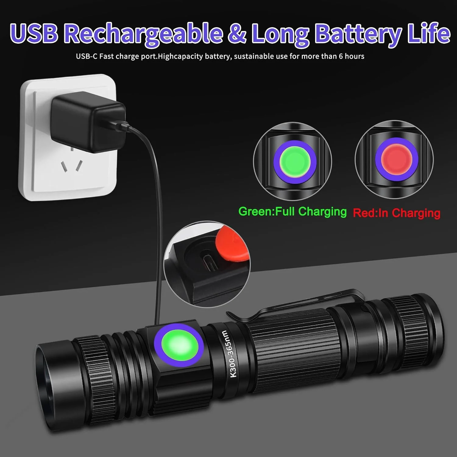 چراغ قوه فرابنفش UV قابل شارژ USB 365 نانومتری مینی، چراغ قوه دستی قابل حمل LED قدرتمند فرابنفش، فوکوس قابل تنظیم برای خشک کردن رزین، تشخیص ادرار حیوانات خانگی چراغ قوه فرابنفش UV قابل شارژ USB 365 نانومتری مینی، چراغ قوه دستی قابل حمل LED قدرتمند فرابنفش، فوکوس قابل تنظیم برای خشک کردن رزین، تشخیص ادرار حیوانات خانگی
