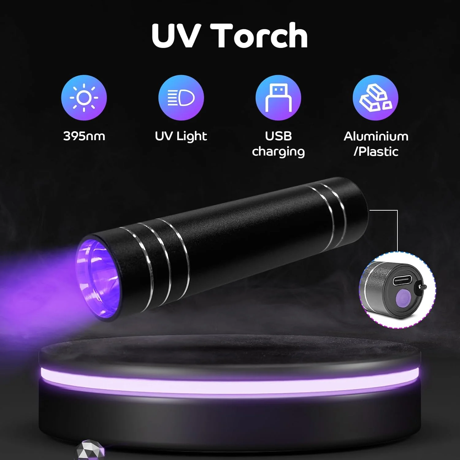 چراغ قوه UV LED هاتوئراک 395 نانومتری، چراغ قوه مشکی، چراغ قوه UV LED قابل شارژ USB برای ادرار حیوانات خانگی، لکه، فلورسنت، تشخیص نشت، پخت رزین چراغ قوه UV LED هاتوئراک 395 نانومتری، چراغ قوه مشکی، چراغ قوه UV LED قابل شارژ USB برای ادرار حیوانات خانگی، لکه، فلورسنت، تشخیص نشت، پخت رزین