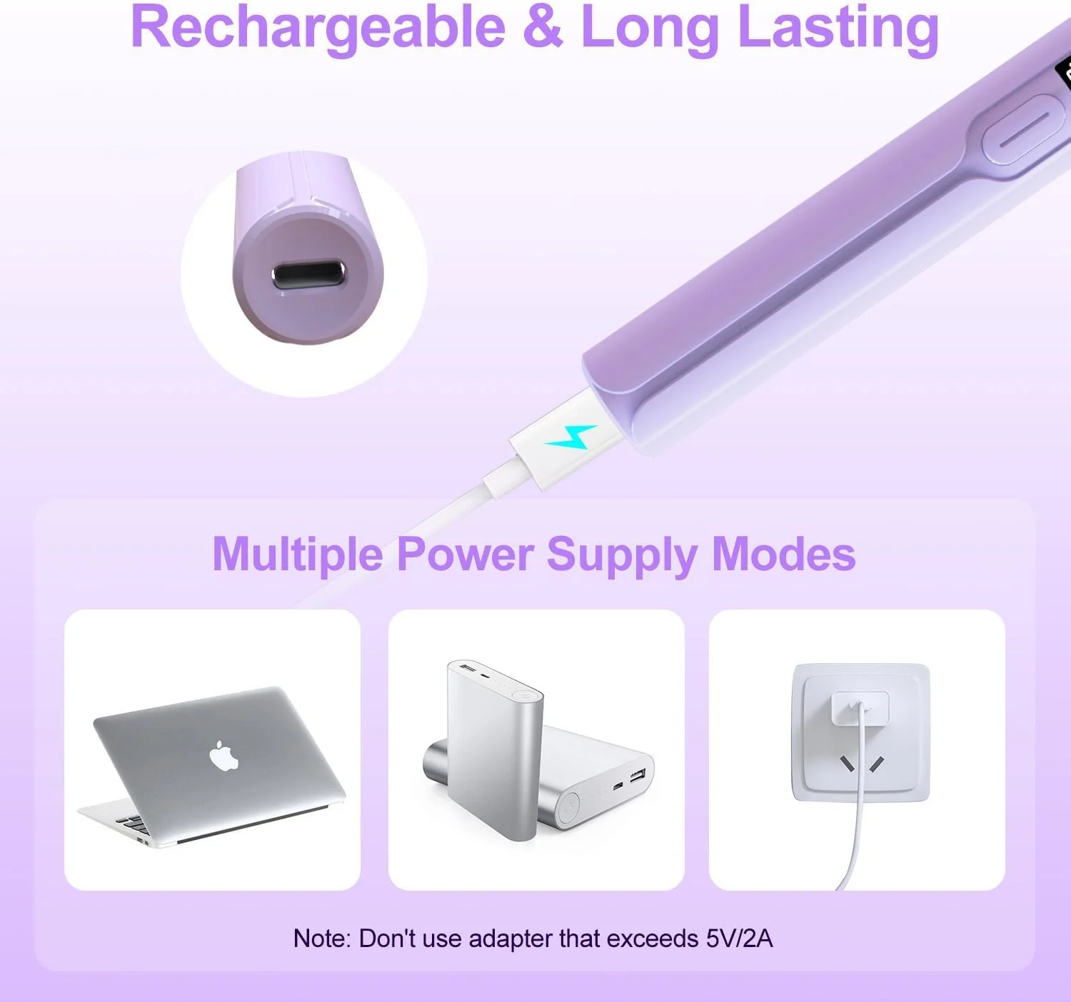 چراغ LED ناخن مینی قابل حمل Excefore - خشک کن ناخن ژلی دستی، شارژی با 2 تایمر و صفحه نمایش LED