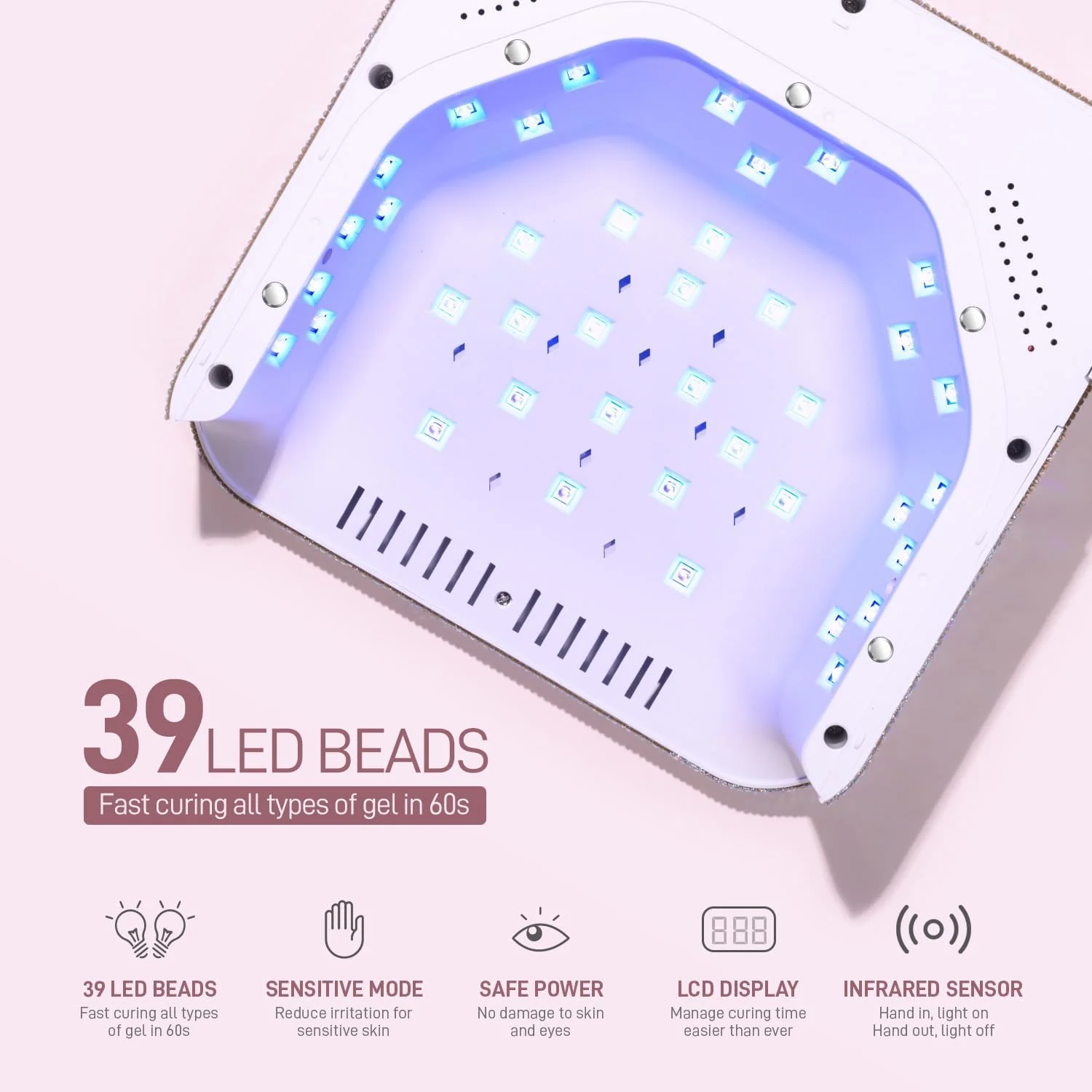 دستگاه خشک کن لاک ناخن UV LED بی سیم GAOY، نور UV شارژی، خشک کن حرفه ای ناخن با 4 تایمر، سنسور اتوماتیک و حالت حساس برای خشک کردن سریع، الماس AB دستگاه خشک کن لاک ناخن UV LED بی سیم GAOY، نور UV شارژی، خشک کن حرفه ای ناخن با 4 تایمر، سنسور اتوماتیک و حالت حساس برای خشک کردن سریع، الماس AB