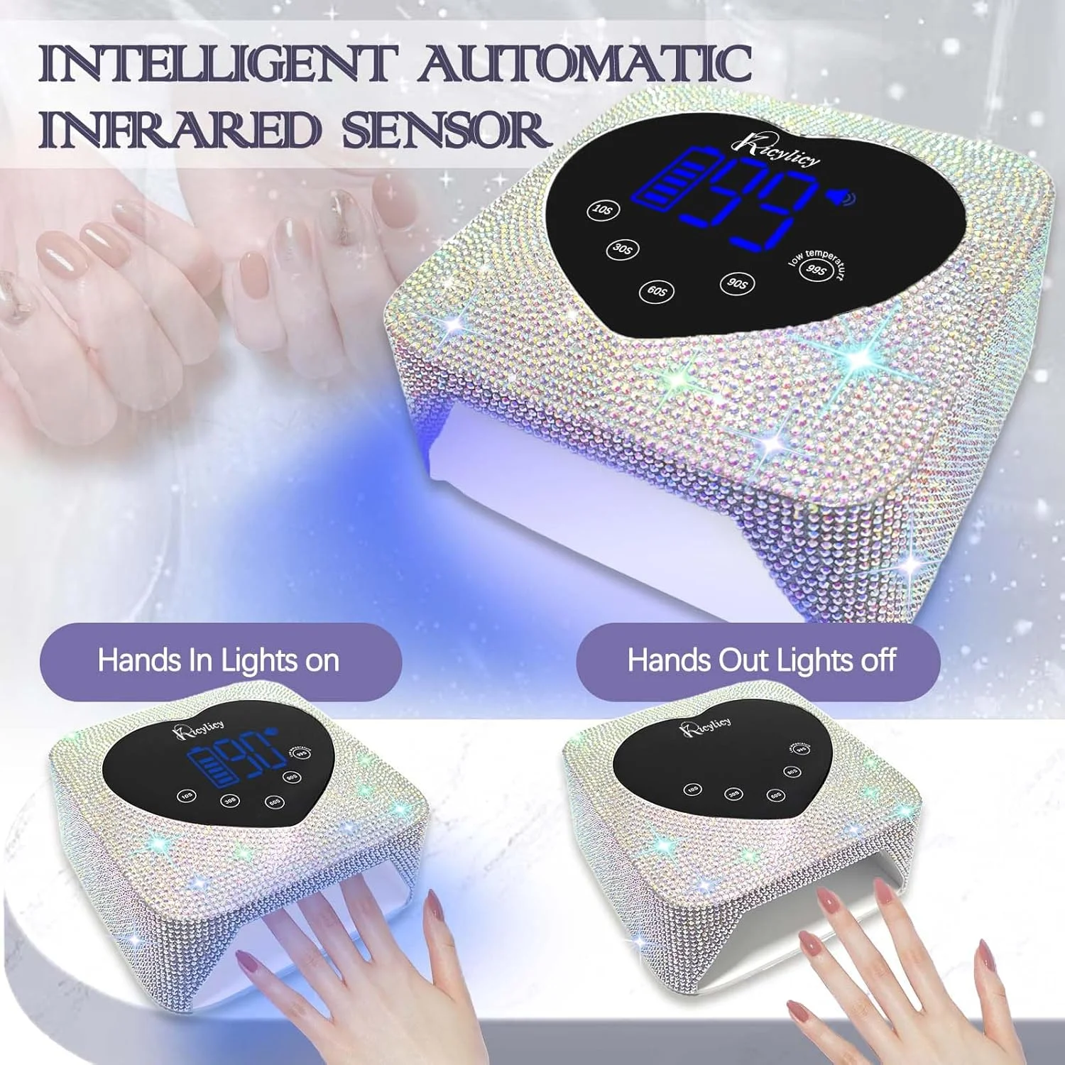 دستگاه خشک کن لاک ناخن UV LED، دستگاه UV LED 72 وات، دستگاه خشک کن ناخن LED قابل شارژ با 5 تنظیمات تایمر، کنترل لمسی و سنسور خودکار برای سالن و خانه دستگاه خشک کن لاک ناخن UV LED، دستگاه UV LED 72 وات، دستگاه خشک کن ناخن LED قابل شارژ با 5 تنظیمات تایمر، کنترل لمسی و سنسور خودکار برای سالن و خانه