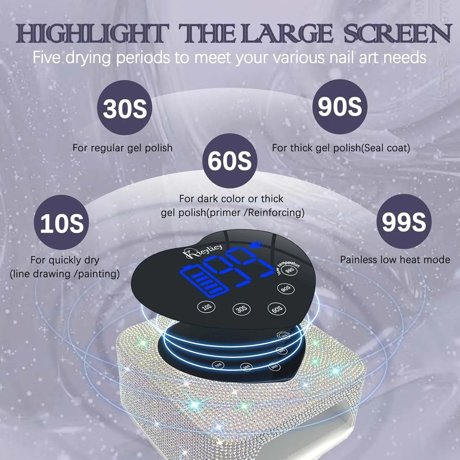 دستگاه خشک کن لاک ناخن UV LED، دستگاه UV LED 72 وات، دستگاه خشک کن ناخن LED قابل شارژ با 5 تنظیمات تایمر، کنترل لمسی و سنسور خودکار برای سالن و خانه دستگاه خشک کن لاک ناخن UV LED، دستگاه UV LED 72 وات، دستگاه خشک کن ناخن LED قابل شارژ با 5 تنظیمات تایمر، کنترل لمسی و سنسور خودکار برای سالن و خانه