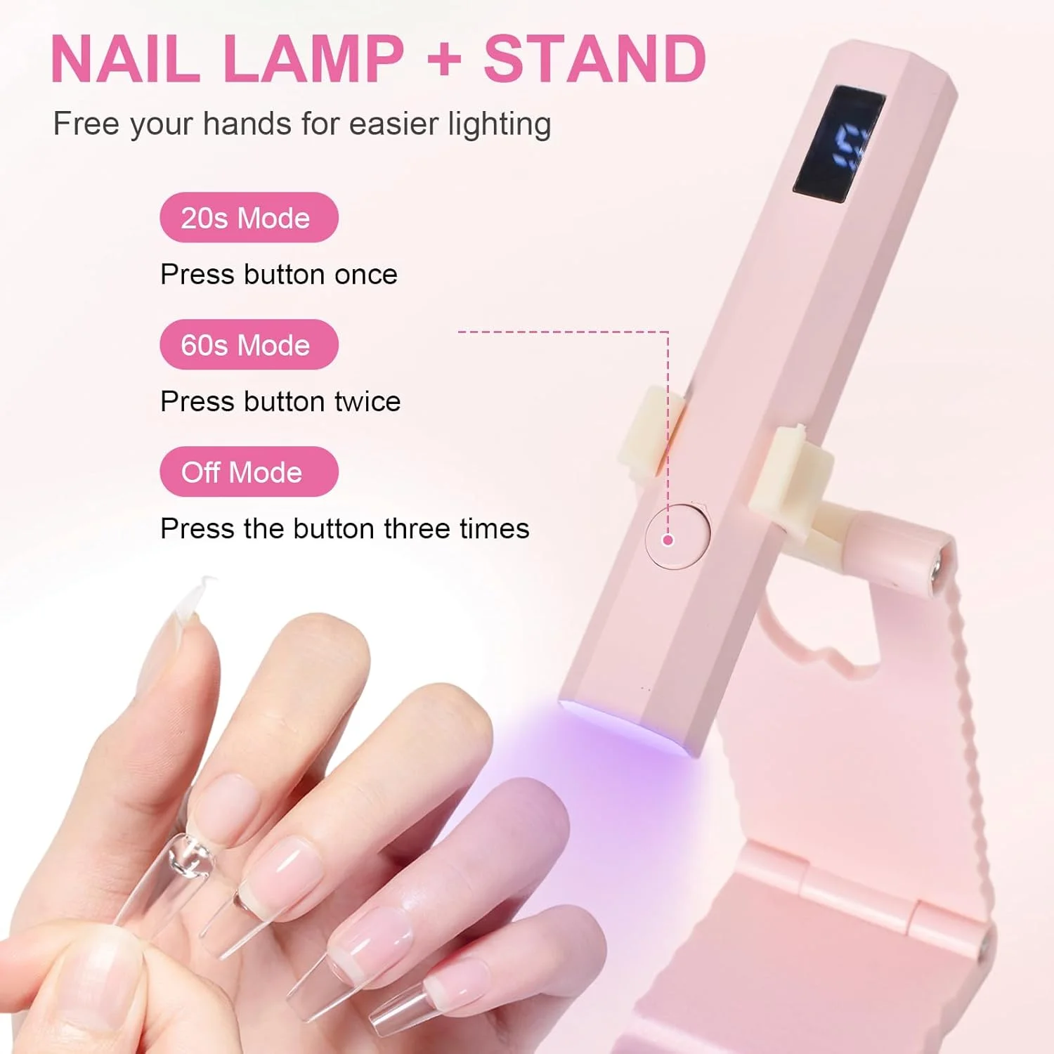 چراغ UV برای ناخن های ژلی، چراغ مینی UV LED ناخن با پایه، قابل شارژ - چراغ خشک کن لاک ناخن کوچک قابل حمل برای لاک ژل و تیپ ناخن - 2 حالت تایمر (20 ثانیه / 60 ثانیه) - دستگاه خشک کن ناخن چراغ UV برای ناخن های ژلی، چراغ مینی UV LED ناخن با پایه، قابل شارژ - چراغ خشک کن لاک ناخن کوچک قابل حمل برای لاک ژل و تیپ ناخن - 2 حالت تایمر (20 ثانیه / 60 ثانیه) - دستگاه خشک کن ناخن