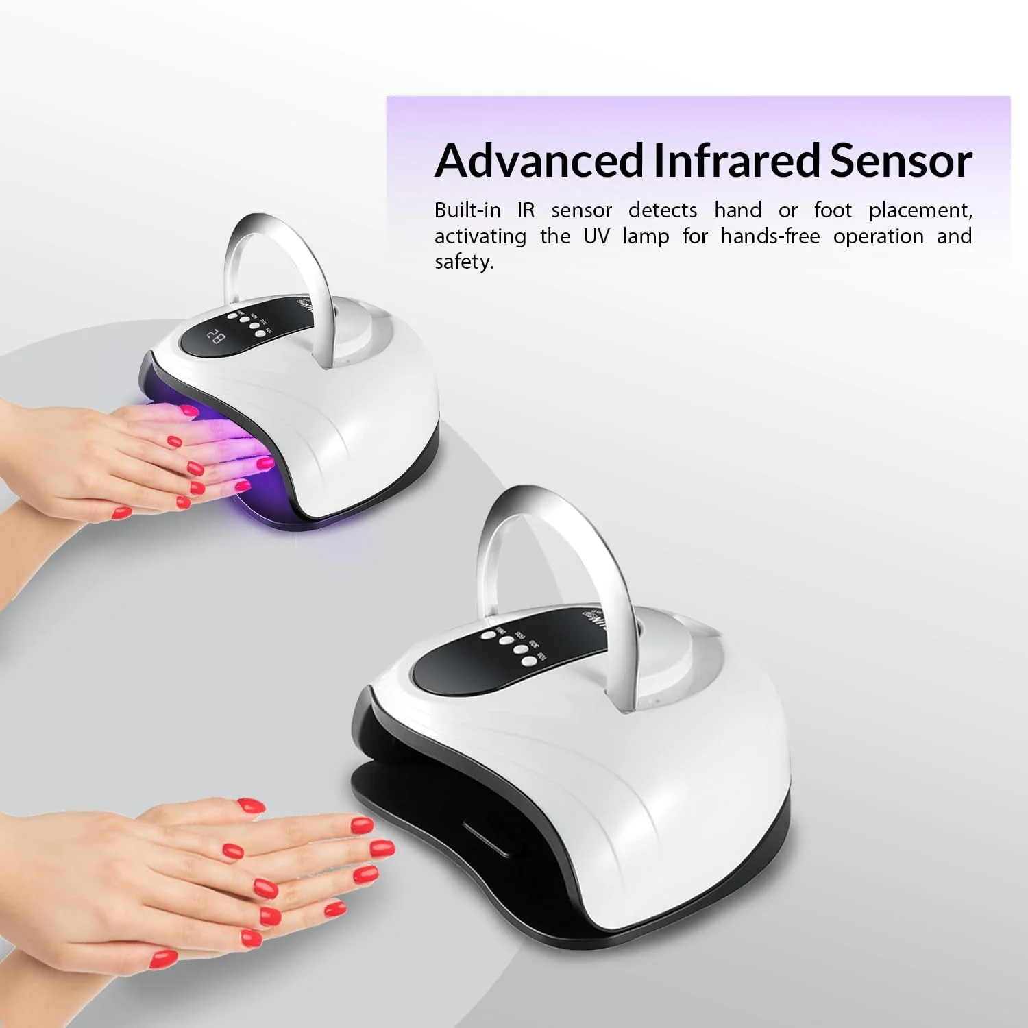 دستگاه خشک کن لاک ژل LEVADA PLUS UV با لامپ LED 120 وات، خشک کن سریع با تایمر چندگانه، قابل حمل با سنسور اتوماتیک - مناسب برای سالن مانیکور، ناخن، لاک، خشک کردن، مانیکور، پدیکور، طراحی ناخن دستگاه خشک کن لاک ژل LEVADA PLUS UV با لامپ LED 120 وات، خشک کن سریع با تایمر چندگانه، قابل حمل با سنسور اتوماتیک - مناسب برای سالن مانیکور، ناخن، لاک، خشک کردن، مانیکور، پدیکور، طراحی ناخن