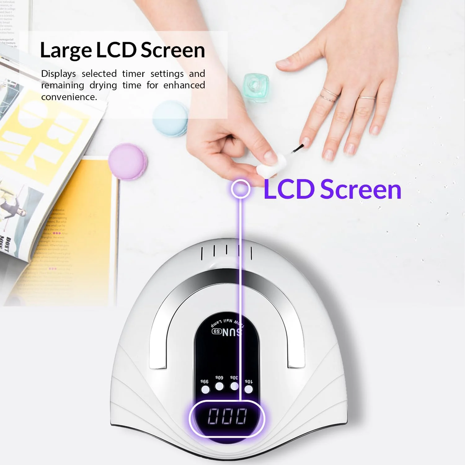 دستگاه خشک کن لاک ژل LEVADA PLUS UV با لامپ LED 120 وات، خشک کن سریع با تایمر چندگانه، قابل حمل با سنسور اتوماتیک - مناسب برای سالن مانیکور، ناخن، لاک، خشک کردن، مانیکور، پدیکور، طراحی ناخن دستگاه خشک کن لاک ژل LEVADA PLUS UV با لامپ LED 120 وات، خشک کن سریع با تایمر چندگانه، قابل حمل با سنسور اتوماتیک - مناسب برای سالن مانیکور، ناخن، لاک، خشک کردن، مانیکور، پدیکور، طراحی ناخن