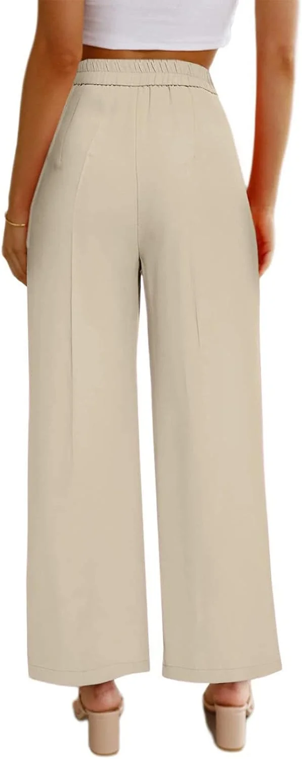 شلوار زنانه راسته با فاق معمولی، مناسب بانوان شاغل، دارای دکمه، آزاد، رنگ ثابت، شلوار مدرن اداری (2XL)