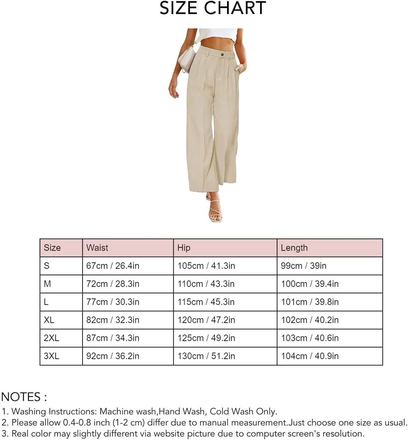 شلوار زنانه راسته با فاق معمولی، مناسب بانوان شاغل، دارای دکمه، آزاد، رنگ ثابت، شلوار مدرن اداری (2XL)