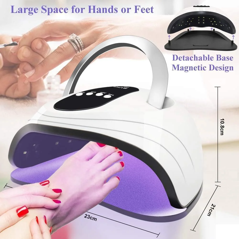 دستگاه خشک کن لاک ناخن UV LED میکسد، 120 وات، نور UV سریع برای لاک ژل ناخن، خشک کردن حرفه ای با 4 تنظیم تایمر و سنسور خودکار، خشک کن ژل LED برای استفاده در منزل و سالن، ابزار طراحی ناخن