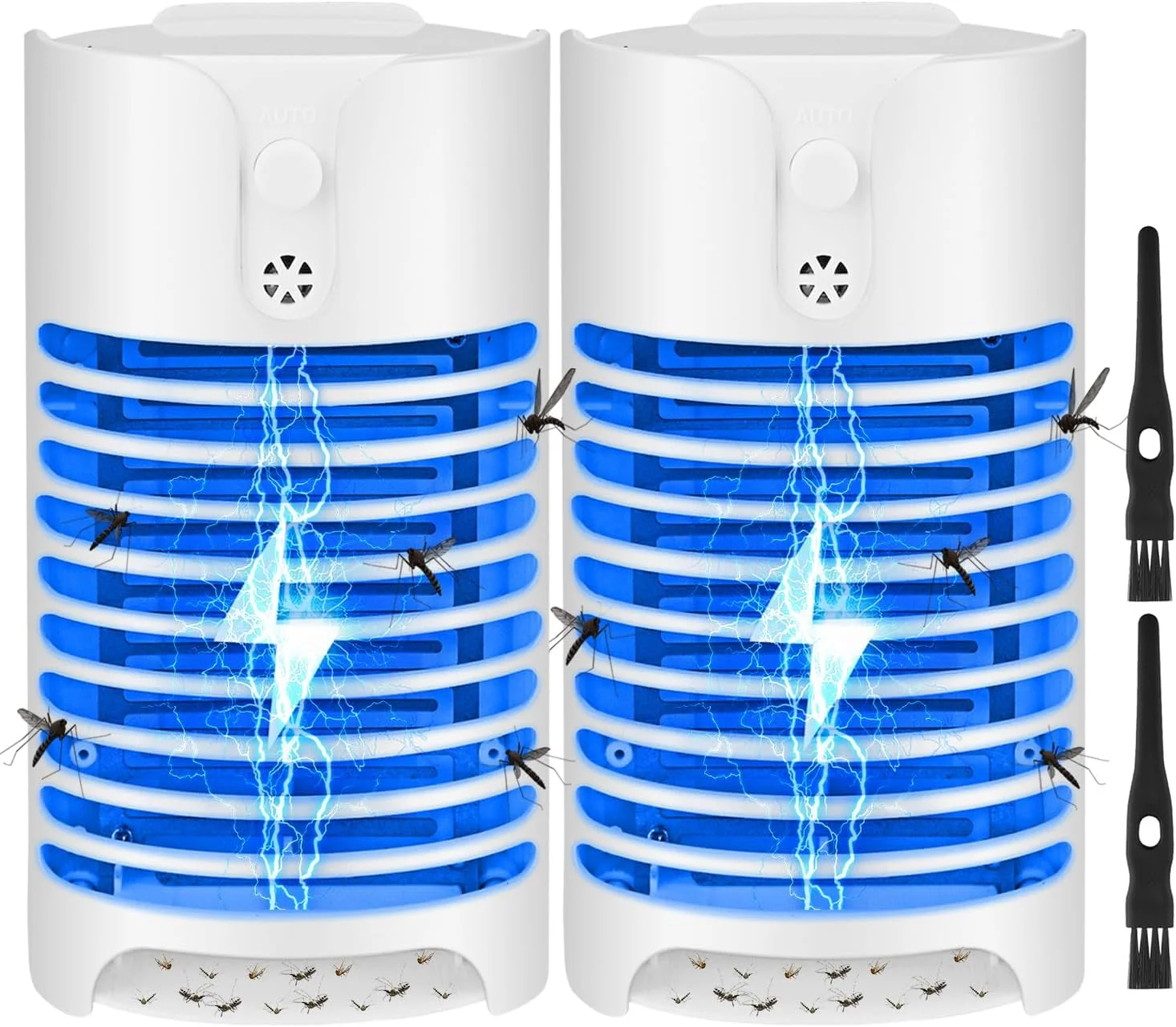دستگاه دفع حشرات Necomi، حشره کش الکترونیکی با نور UV LED، حشره کش برقی قدرتمند، تله حشرات برای داخل خانه (2 عددی)