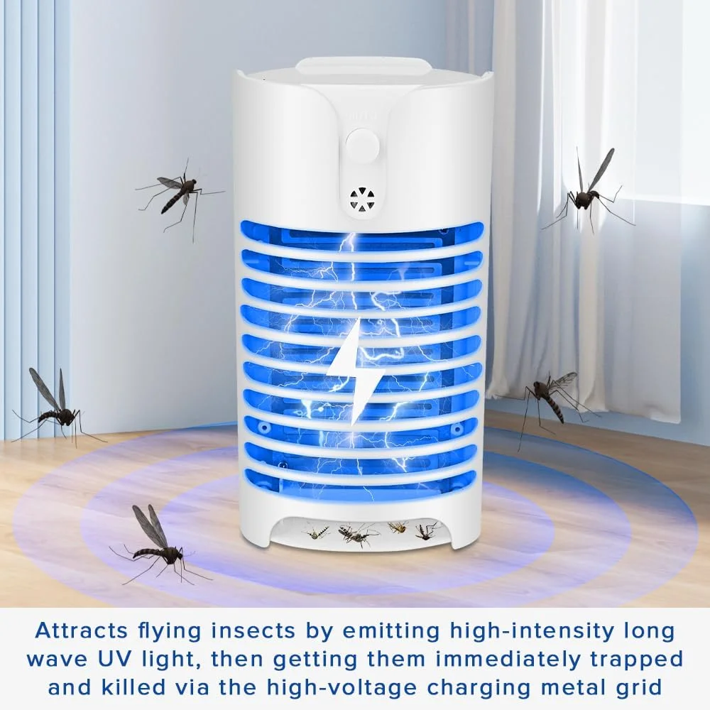 دستگاه دفع حشرات Necomi، حشره کش الکترونیکی با نور UV LED، حشره کش برقی قدرتمند، تله حشرات برای داخل خانه (2 عددی)