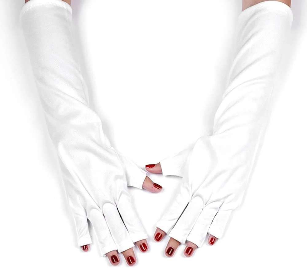 یک جفت دستکش محافظ UV بدون انگشت، محافظت از دست ها در برابر اشعه UV با لامپ خشک کننده لاک ژل ناخن LED، مناسب برای مانیکور ناخن یک جفت دستکش محافظ UV بدون انگشت، محافظت از دست ها در برابر اشعه UV با لامپ خشک کننده لاک ژل ناخن LED، مناسب برای مانیکور ناخن