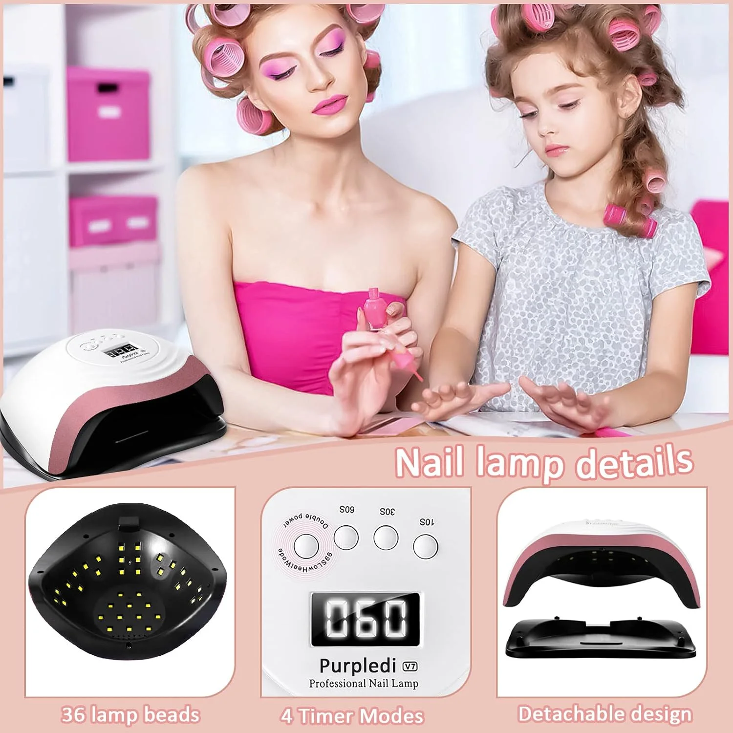 دستگاه خشک کن لاک ناخن LED UV Purpledi، دستگاه خشک کن لاک ناخن با سنسور اتومبیل، تایمر 4 حالته و صفحه نمایش LCD و صفحه مغناطیسی جداشدنی دستگاه خشک کن لاک ناخن LED UV Purpledi، دستگاه خشک کن لاک ناخن با سنسور اتومبیل، تایمر 4 حالته و صفحه نمایش LCD و صفحه مغناطیسی جداشدنی