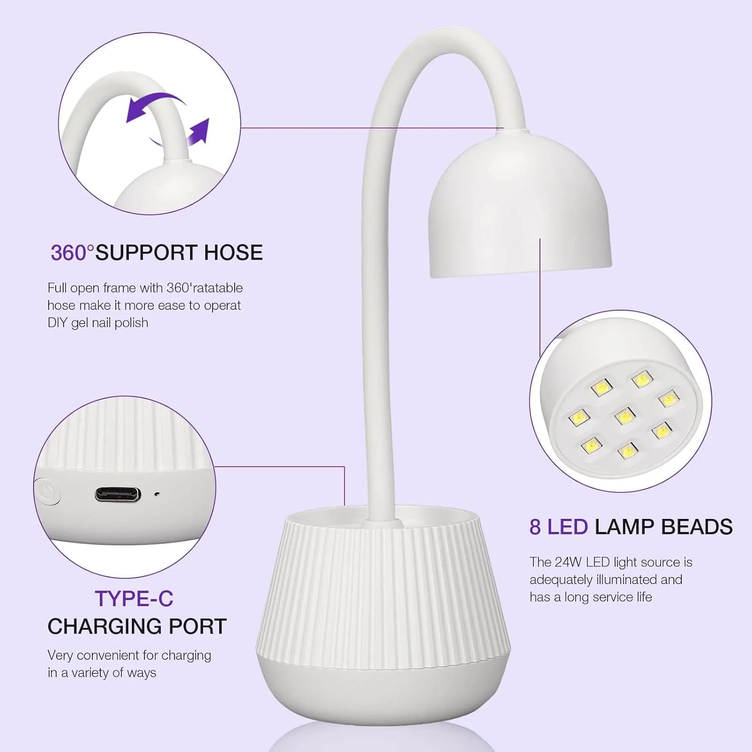 چراغ خشک کن ناخن، چراغ LED UV قابل شارژ بی سیم حرفه ای، چراغ فلاش خشک کننده لاک ناخن با قابلیت چرخش 360 درجه و شارژ USB برای ناخن، سالن، مانیکور خانگی چراغ خشک کن ناخن، چراغ LED UV قابل شارژ بی سیم حرفه ای، چراغ فلاش خشک کننده لاک ناخن با قابلیت چرخش 360 درجه و شارژ USB برای ناخن، سالن، مانیکور خانگی