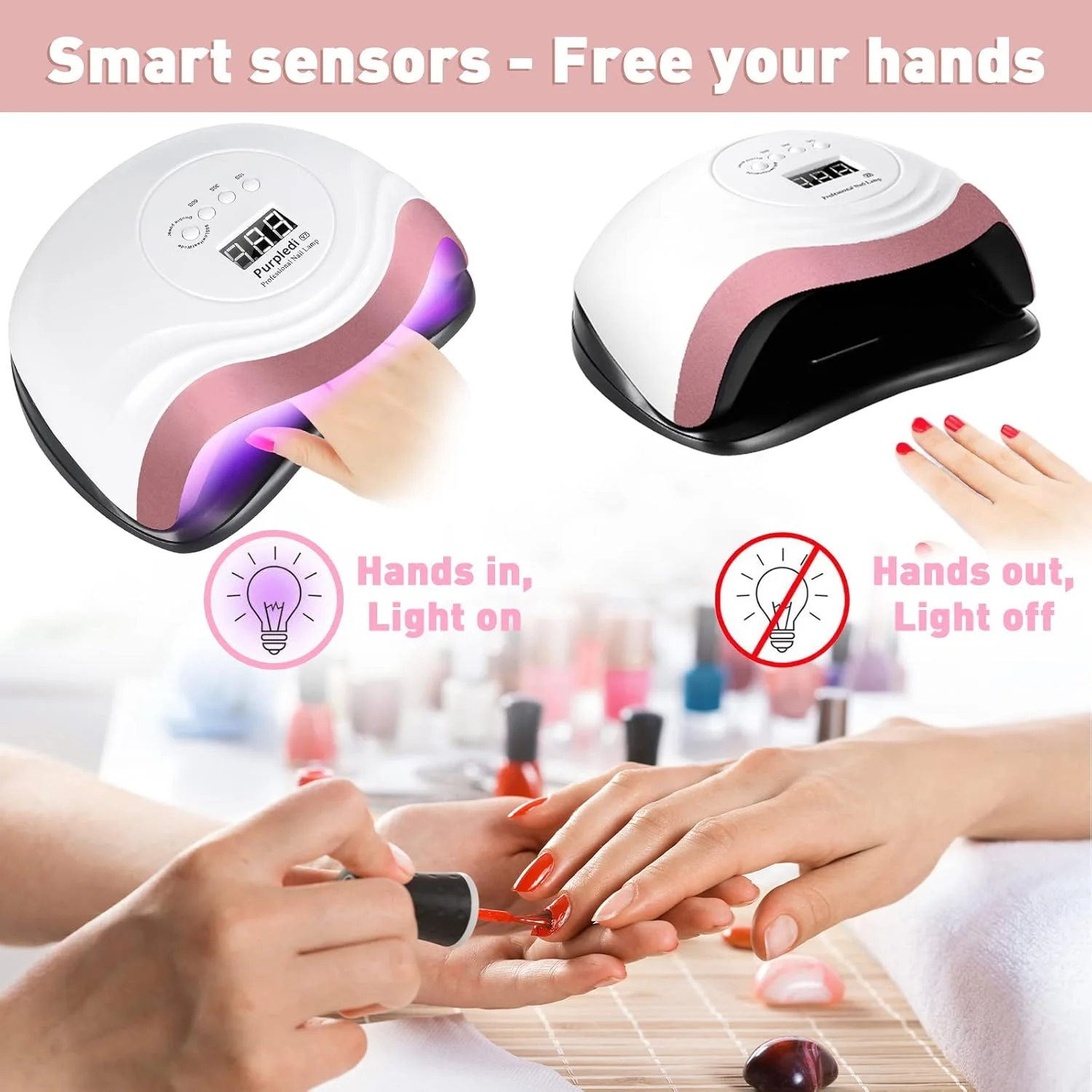 دستگاه خشک کن لاک ناخن LED UV Purpledi، دستگاه خشک کن لاک ناخن با سنسور اتومبیل، تایمر 4 حالته و صفحه نمایش LCD و صفحه مغناطیسی جداشدنی دستگاه خشک کن لاک ناخن LED UV Purpledi، دستگاه خشک کن لاک ناخن با سنسور اتومبیل، تایمر 4 حالته و صفحه نمایش LCD و صفحه مغناطیسی جداشدنی