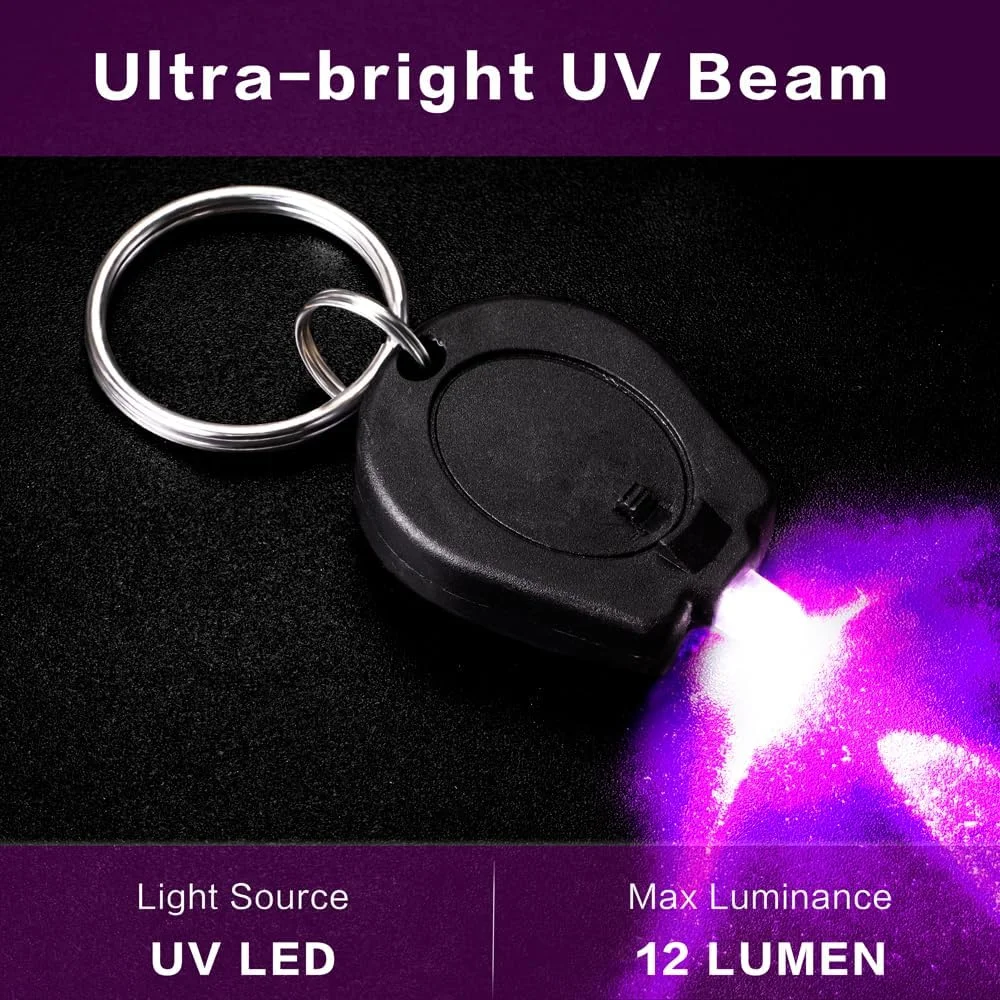بسته 6 عددی چراغ قوه مینی UV LED جاکلیدی UV برای تشخیص بسته 6 عددی چراغ قوه مینی UV LED جاکلیدی UV برای تشخیص