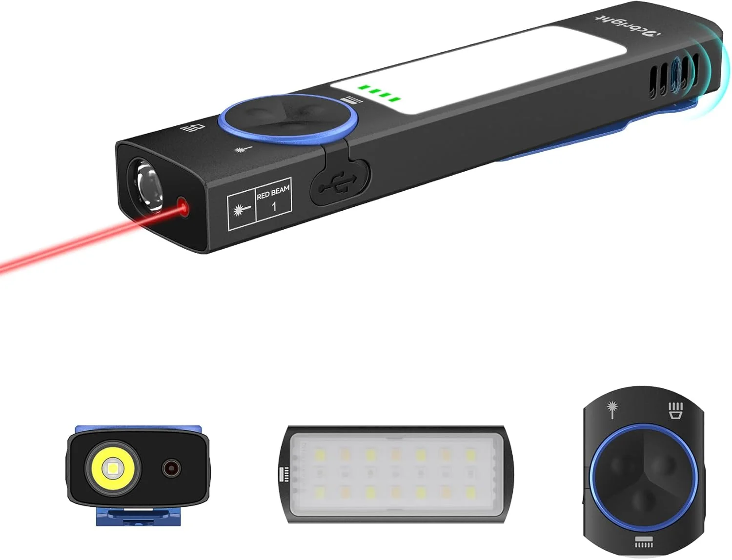 چراغ قوه تخت شارژی YC8001، چراغ قوه EDC با 1000 لومن بالا و چراغ های LED با نور قرمز، زنگ هشدار، مناسب برای استفاده در فضای باز و روز پدر