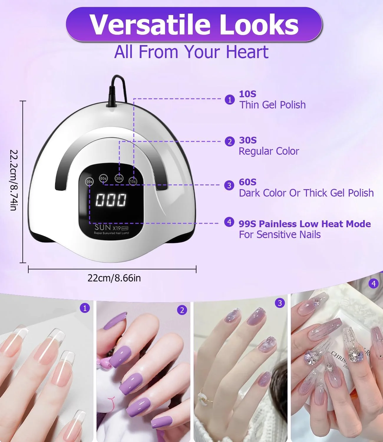 دستگاه خشک کن لاک ژل UV، 320 وات LED با 72 لامپ، سنسور اتوماتیک، 4 تایمر، نمایشگر دیجیتال، مناسب برای ناخن های دست و پا، مناسب استفاده در خانه و سالن دستگاه خشک کن لاک ژل UV، 320 وات LED با 72 لامپ، سنسور اتوماتیک، 4 تایمر، نمایشگر دیجیتال، مناسب برای ناخن های دست و پا، مناسب استفاده در خانه و سالن