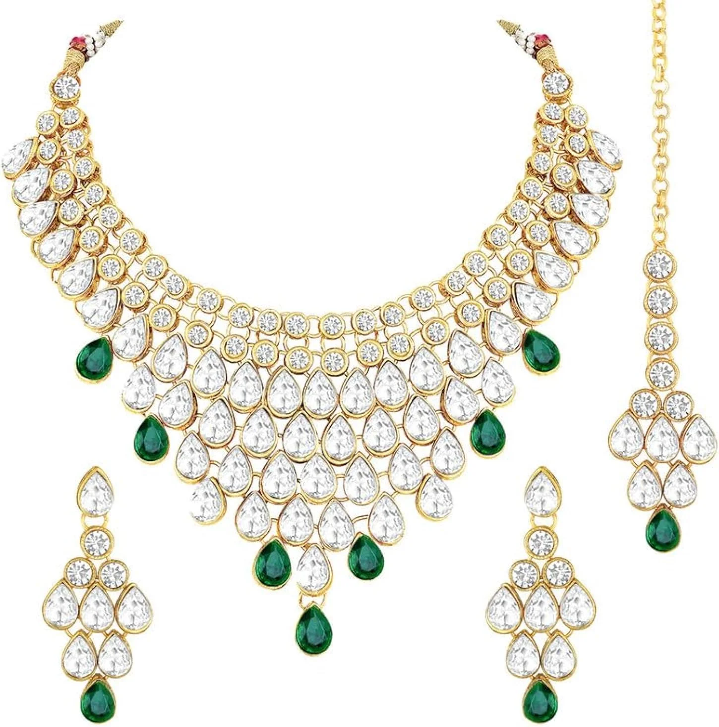 آهلی، گردنبند نگیندار مجلسی و شیک با طرحی نفیس به همراه آویز پیشانی (مانگ تیکا)، زیورآلات سنتی و قومی هندی برای بانوان آهلی، گردنبند نگیندار مجلسی و شیک با طرحی نفیس به همراه آویز پیشانی (مانگ تیکا)، زیورآلات سنتی و قومی هندی برای بانوان