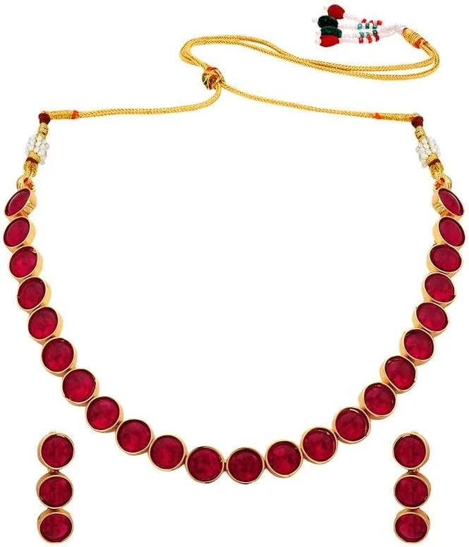 ست گردنبند و گوشواره زنانه طرح هندی Aheli، جواهرات مد روز سنتی بالیوود ست گردنبند و گوشواره زنانه طرح هندی Aheli، جواهرات مد روز سنتی بالیوود