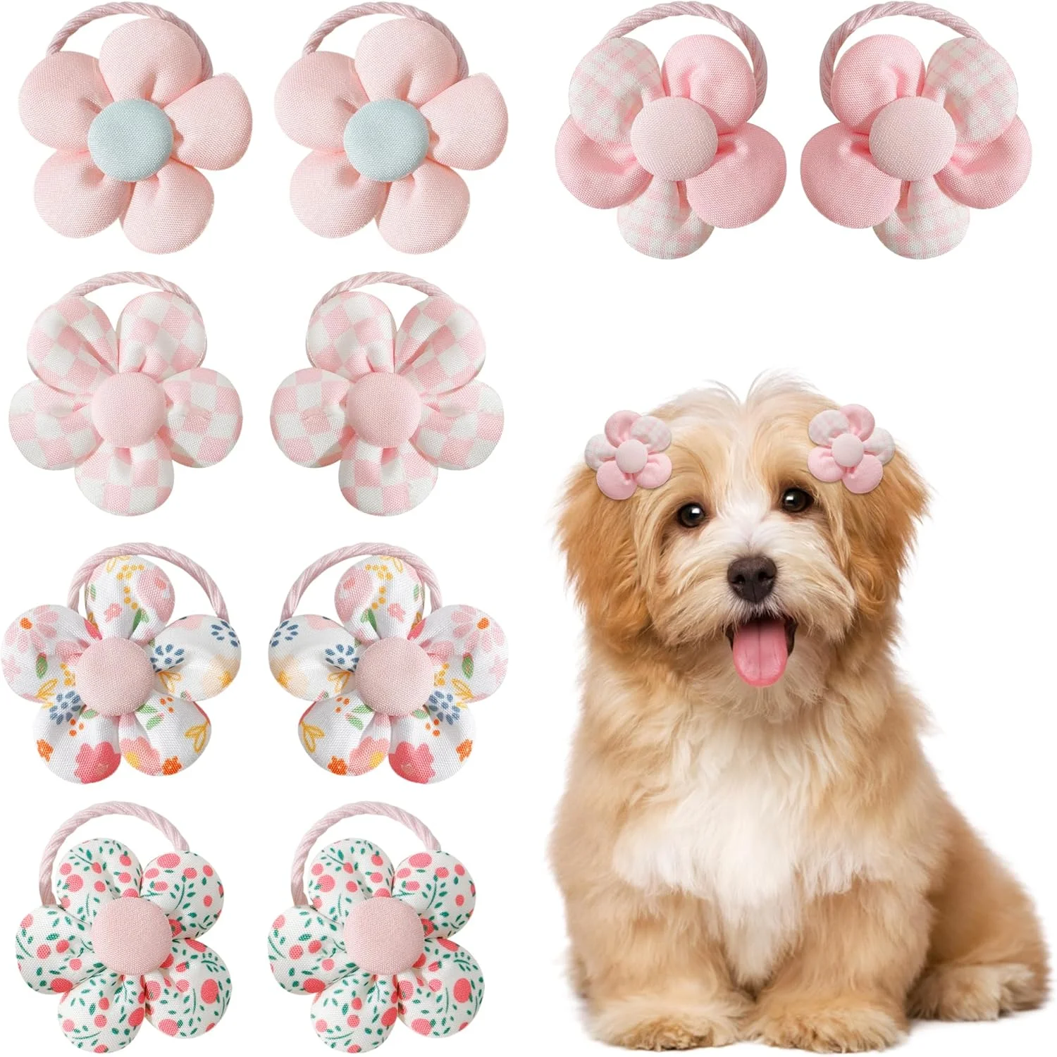 10 عدد پاپیون موی سگ رنگارنگ با کش مو – پاپیون موی توله سگ با طرح گلدار برای سگ های مو بلند، پاپیون های بالای سر زیبا برای سگ، لوازم جانبی موی حیوانات خانگی برای استفاده روزانه