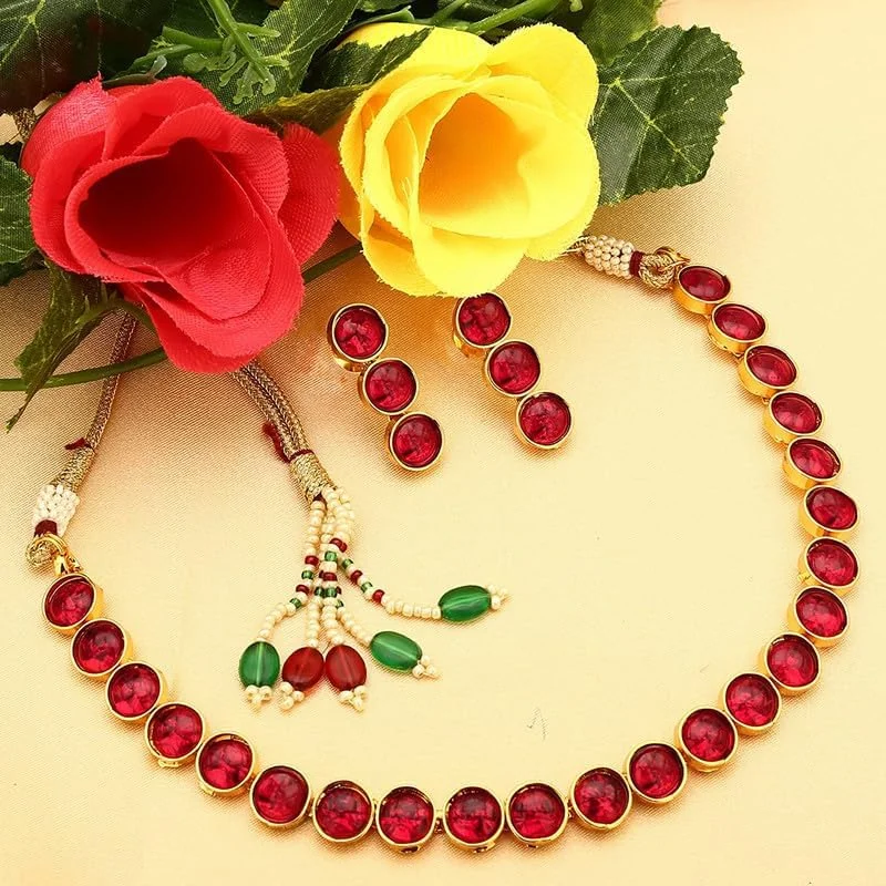 ست گردنبند و گوشواره زنانه طرح هندی Aheli، جواهرات مد روز سنتی بالیوود ست گردنبند و گوشواره زنانه طرح هندی Aheli، جواهرات مد روز سنتی بالیوود