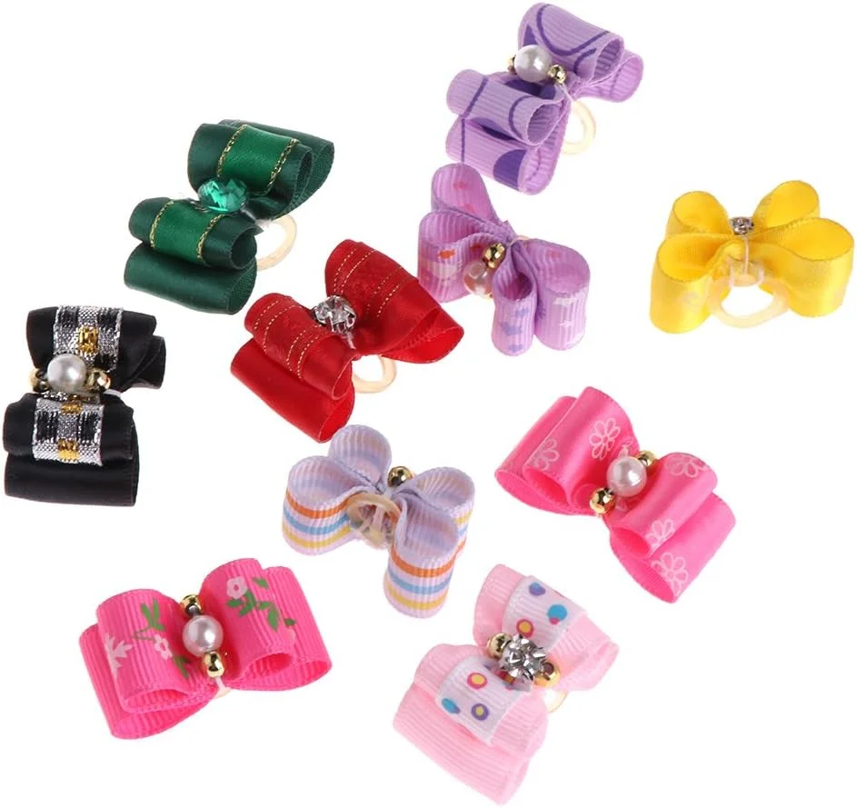 10 عدد گیره موی حیوانات خانگی، تزئینات موی سگ، پاپیون موی حیوانات خانگی، لوازم جانبی موی سگ های کوچک چند رنگ