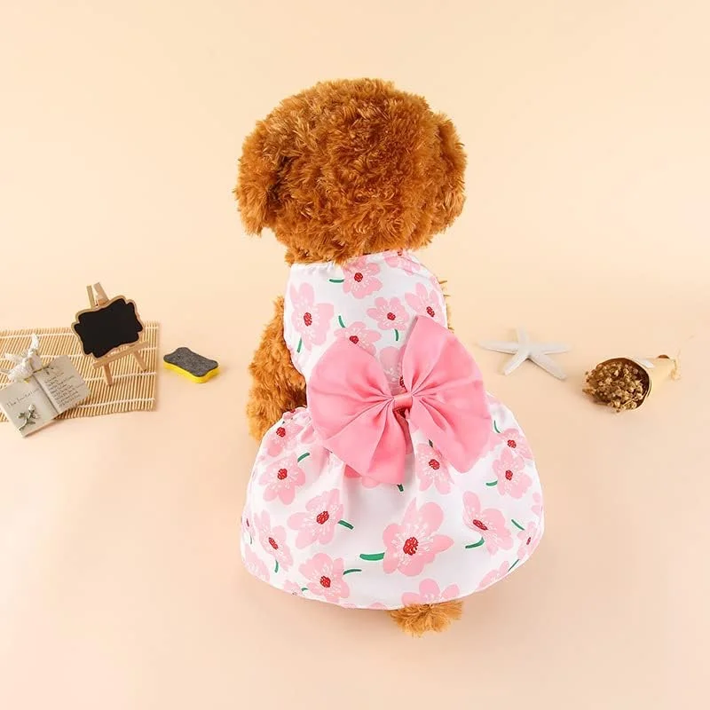 یک عدد لباس شیک سگانه برای تابستان - پوشاک حیوانات خانگی با قابلیت تنفس و راحتی؛ طراحی مد روز؛ تمیز کردن آسان، صورتی، L