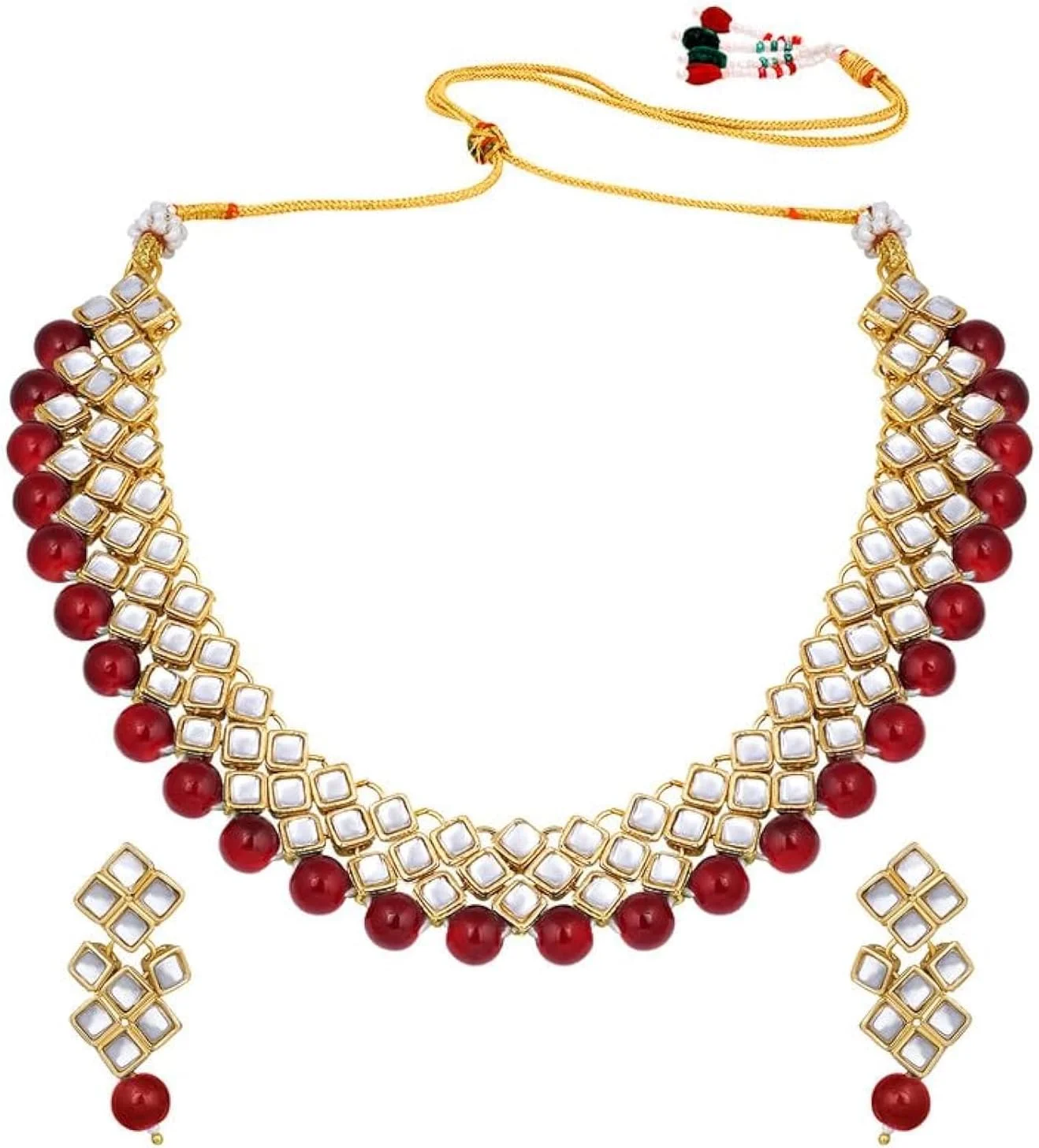 ست گردنبند و گوشواره مجلسی به سبک بالیوود، مناسب جشن عروسی و مهمانی، زیورآلات سنتی و قومی هندی برای بانوان ست گردنبند و گوشواره مجلسی به سبک بالیوود، مناسب جشن عروسی و مهمانی، زیورآلات سنتی و قومی هندی برای بانوان