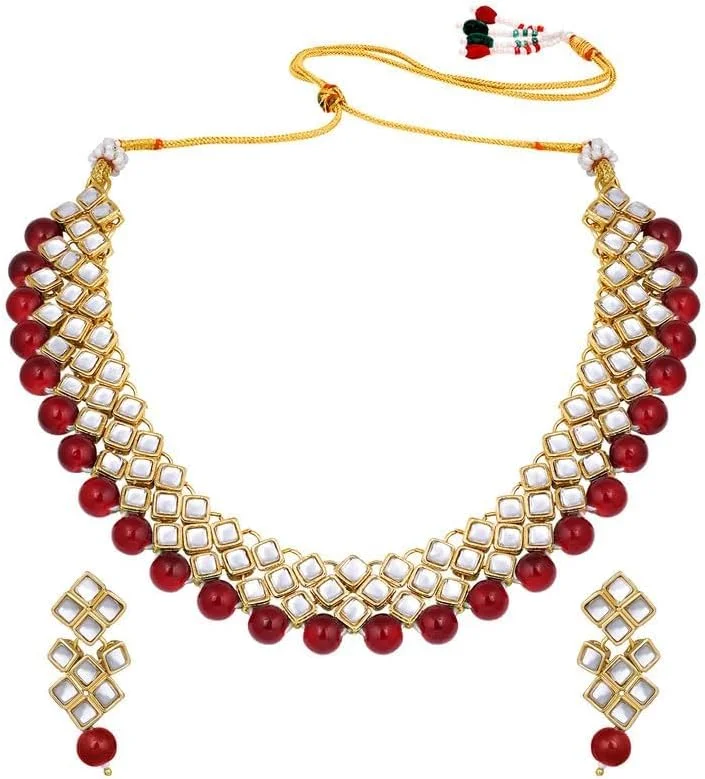 ست گردنبند و گوشواره مجلسی به سبک بالیوود، مناسب جشن عروسی و مهمانی، زیورآلات سنتی و قومی هندی برای بانوان ست گردنبند و گوشواره مجلسی به سبک بالیوود، مناسب جشن عروسی و مهمانی، زیورآلات سنتی و قومی هندی برای بانوان