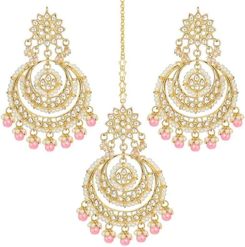 گوشواره های سبک چندبالی قومی بالیوود اهلی، ست مانگ تیکا، جواهرات مد روز سنتی برای زنان
