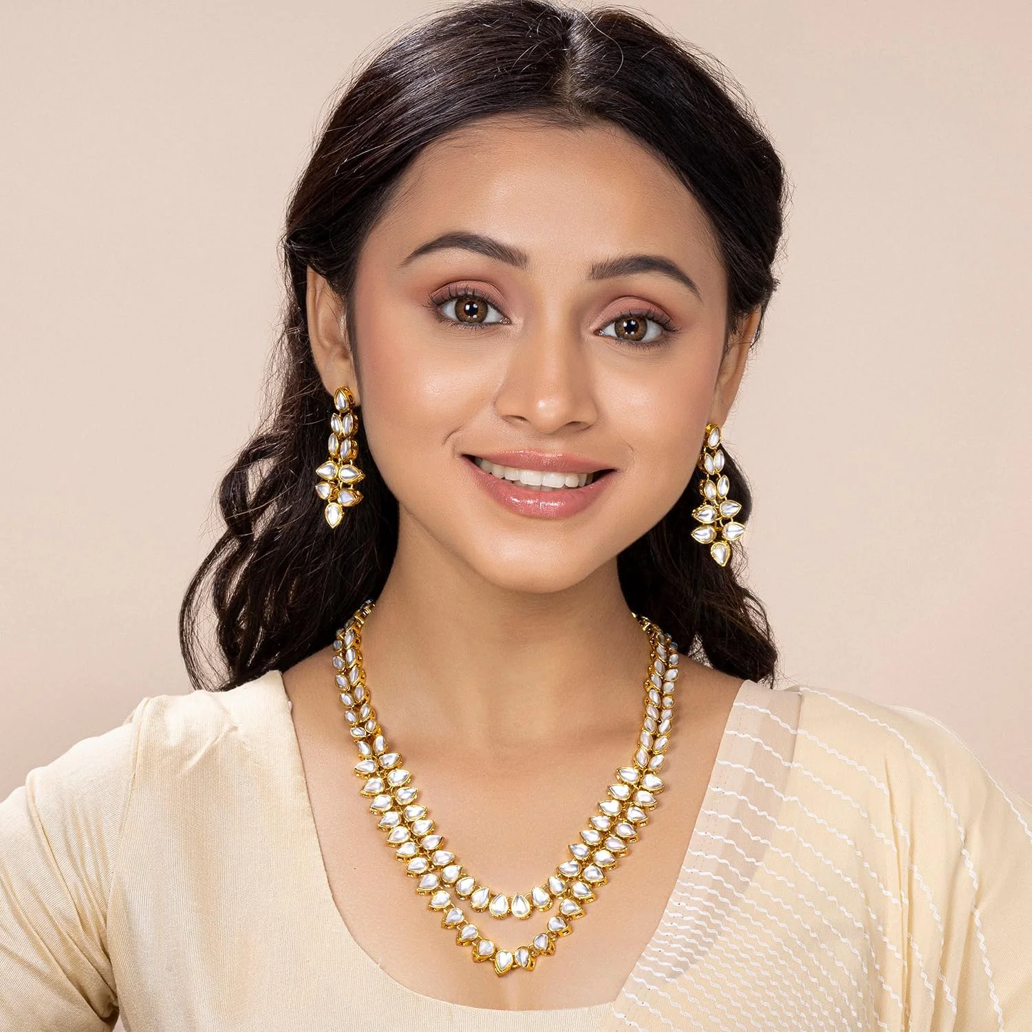 ست گردنبند بلند کندن و گوشواره مجلسی Aheli، زیورآلات مد روز قومی هندی بالیوودی برای زنان ست گردنبند بلند کندن و گوشواره مجلسی Aheli، زیورآلات مد روز قومی هندی بالیوودی برای زنان