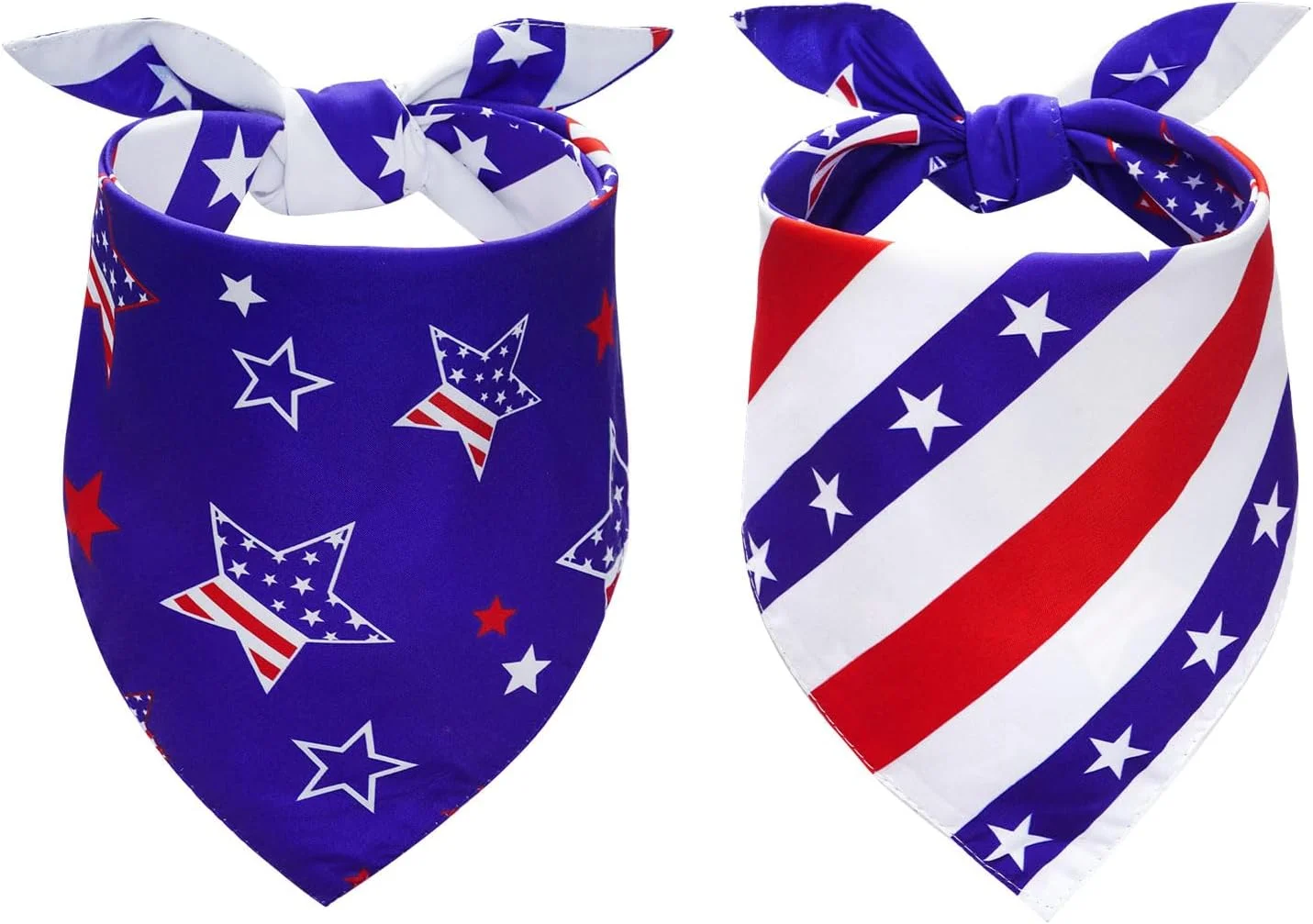 دستمال گردن سگ طرح روز استقلال آمریکا، بسته 2 عددی، طراحی دو لایه و چاپ دو طرفه، دستمال سه گوش برگشت پذیر طرح میهن پرستانه برای سگ های کوچک، متوسط و بزرگ