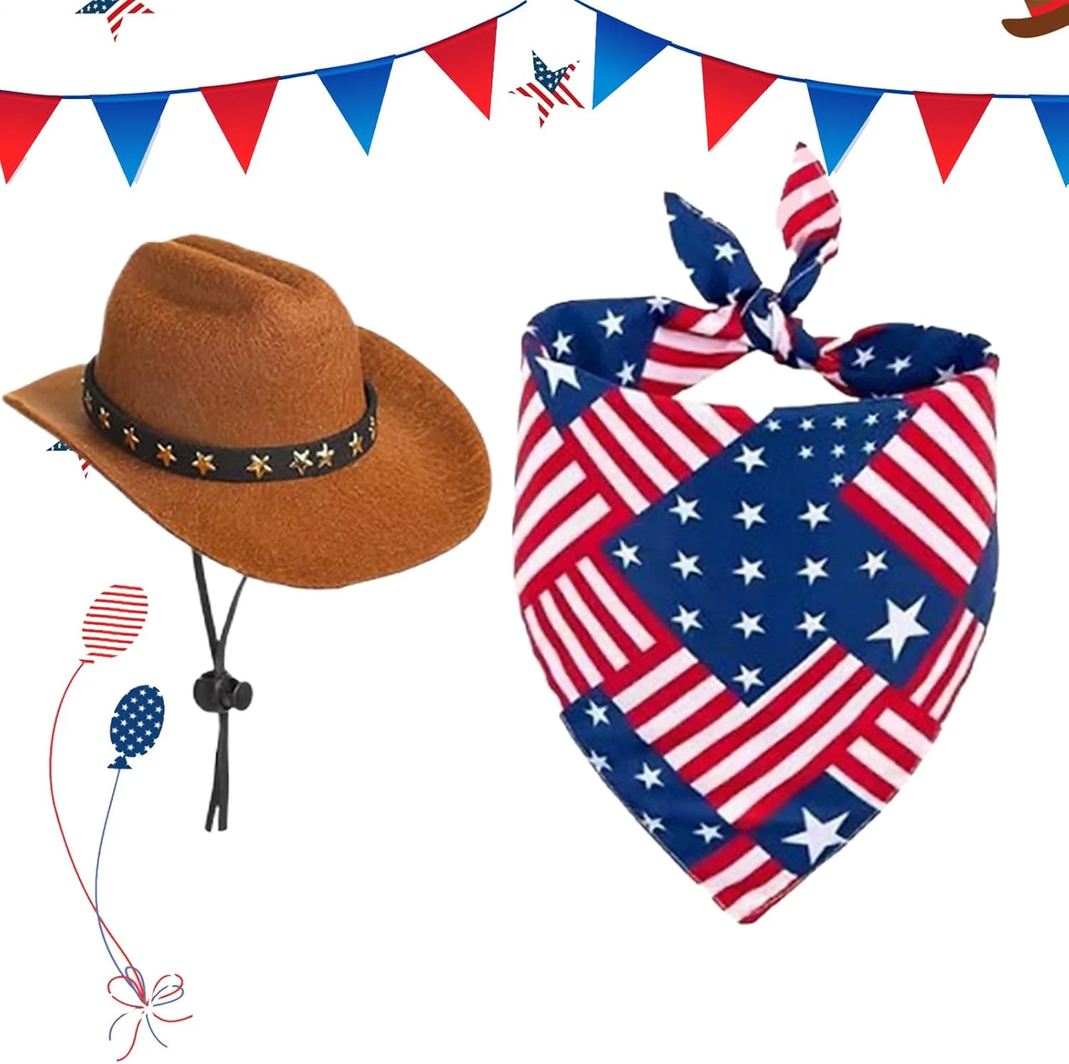 ست لباس غاز برای چهارم جولای - لباس حیوانات با طرح پرچم - لوازم جانبی زیبا برای تزئین ایوان و جشن های تعطیلات