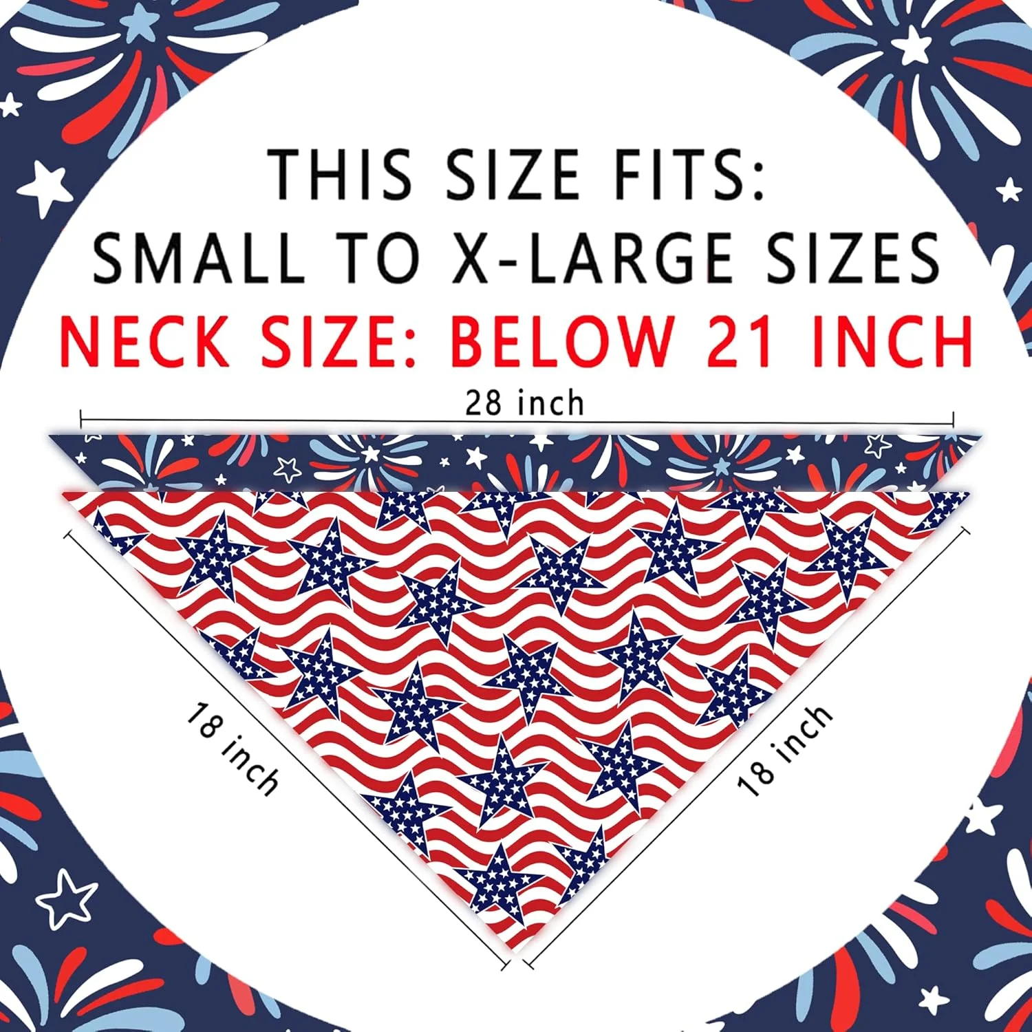 دستمال گردن سگ طرح چهارم جولای، بسته 2 عددی، طرح ستاره، آبی، قرمز و آتش بازی، روسری حیوانات خانگی میهن پرست برای روز استقلال، دستمال گردن عمده برای سگ های کوچک، متوسط و بزرگ