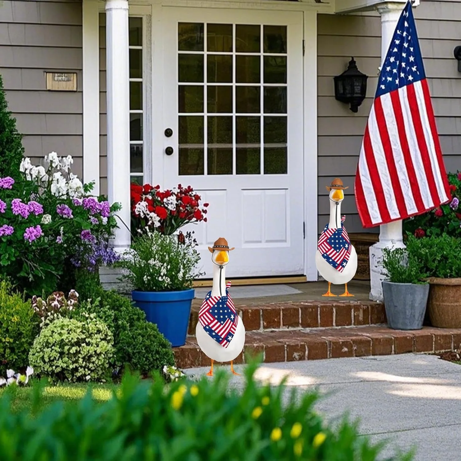 ست لباس غاز برای چهارم جولای - لباس حیوانات با طرح پرچم - لوازم جانبی زیبا برای تزئین ایوان و جشن های تعطیلات