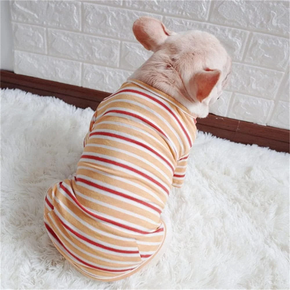 لباس سگ لباس سگ تابستانی تی شرت راه راه حیوانات خانگی برای سگ های کوچک و متوسط لباس توله سگ نرم و قابل تنفس لباس حیوانات خانگی بهاری قابل شستشو S-2XL (Hortelã, S)