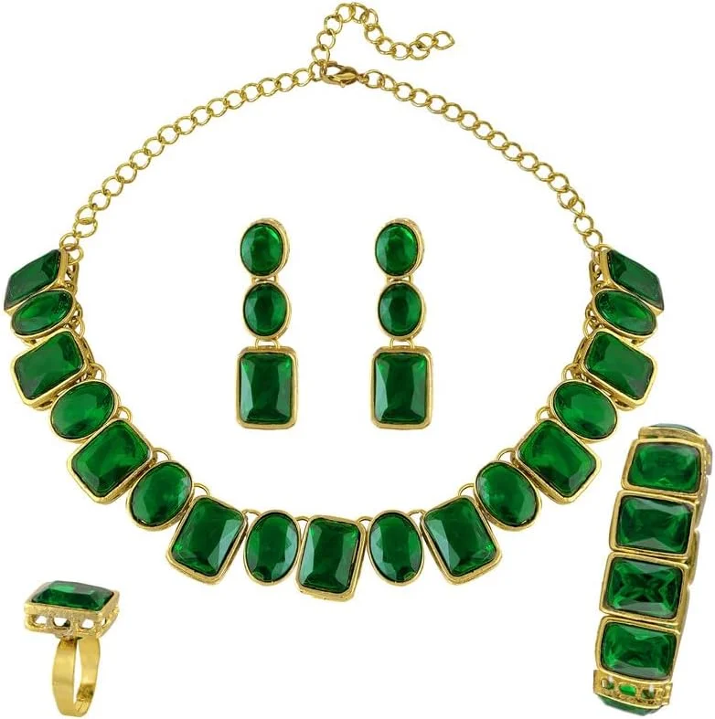 ست جواهرات زنانه Aheli شامل گردنبند، گوشواره، انگشتر و دستبند طرح Kundan آبی، الهام گرفته از جواهرات سنتی بالیوود هند، مناسب هدیه ست جواهرات زنانه Aheli شامل گردنبند، گوشواره، انگشتر و دستبند طرح Kundan آبی، الهام گرفته از جواهرات سنتی بالیوود هند، مناسب هدیه