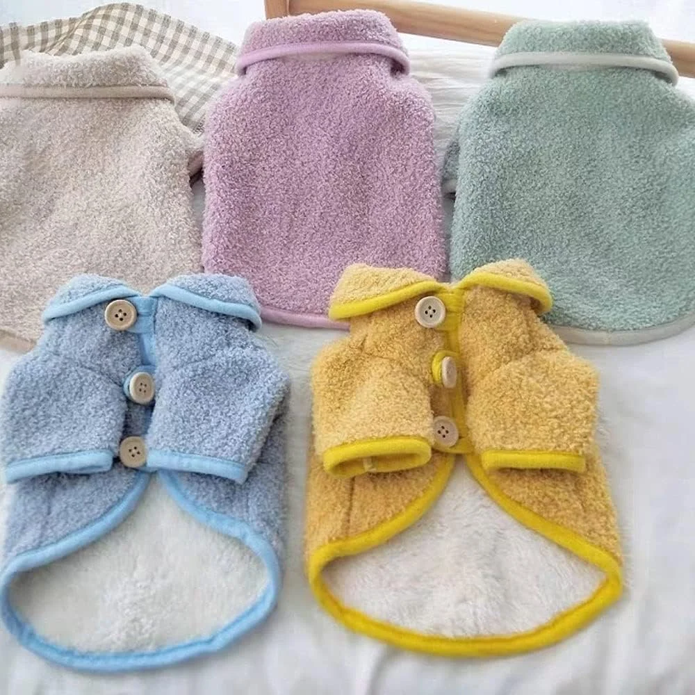 لباس مخملی سگ و گربه مناسب پاییز و زمستان، مدل دو پا، مناسب توله سگ (بژ، سایز 14)